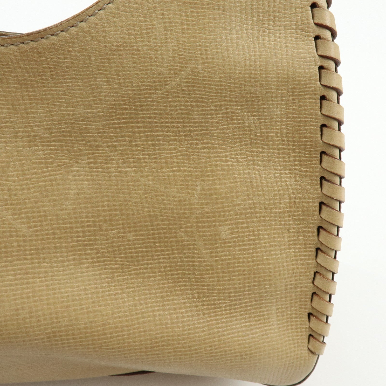 GUCCI Leather Wood Hand Bag Shoulder Bag Beige 106237