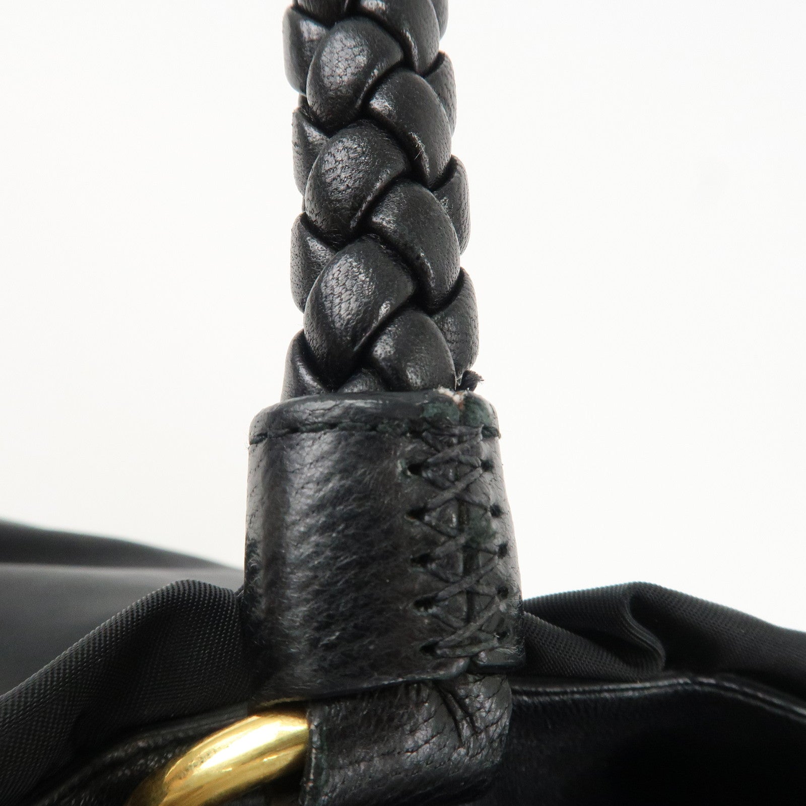 PRADA Logo Nylon Leather 2Way Bag Shoulder Bag Hand Bag Black BN1970 Used