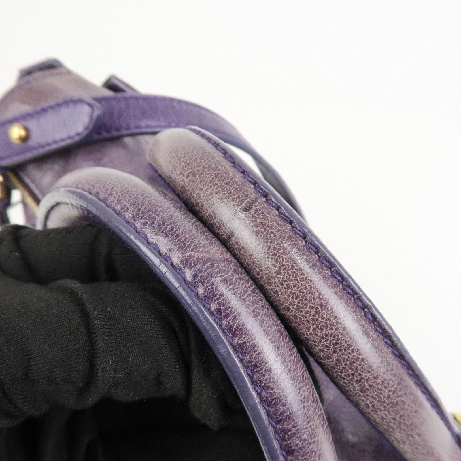 MIU MIU Logo Leather 2Way Bag Hand Bag Shoulder Bag Purple