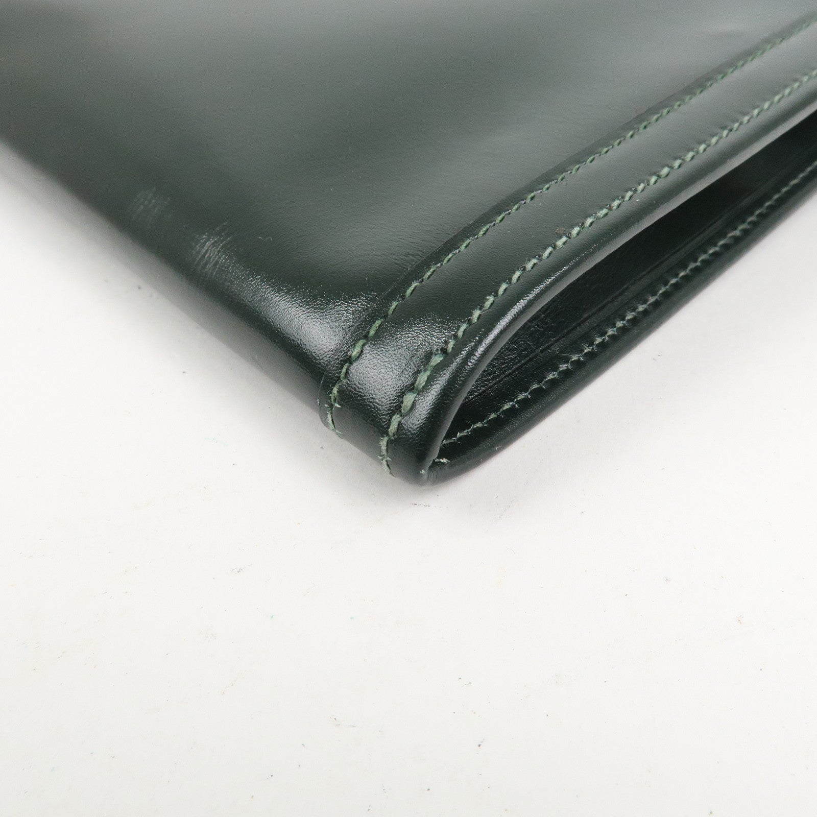 HERMES Box Calf Gige PM Clutch Bag O Stamped Dark Green