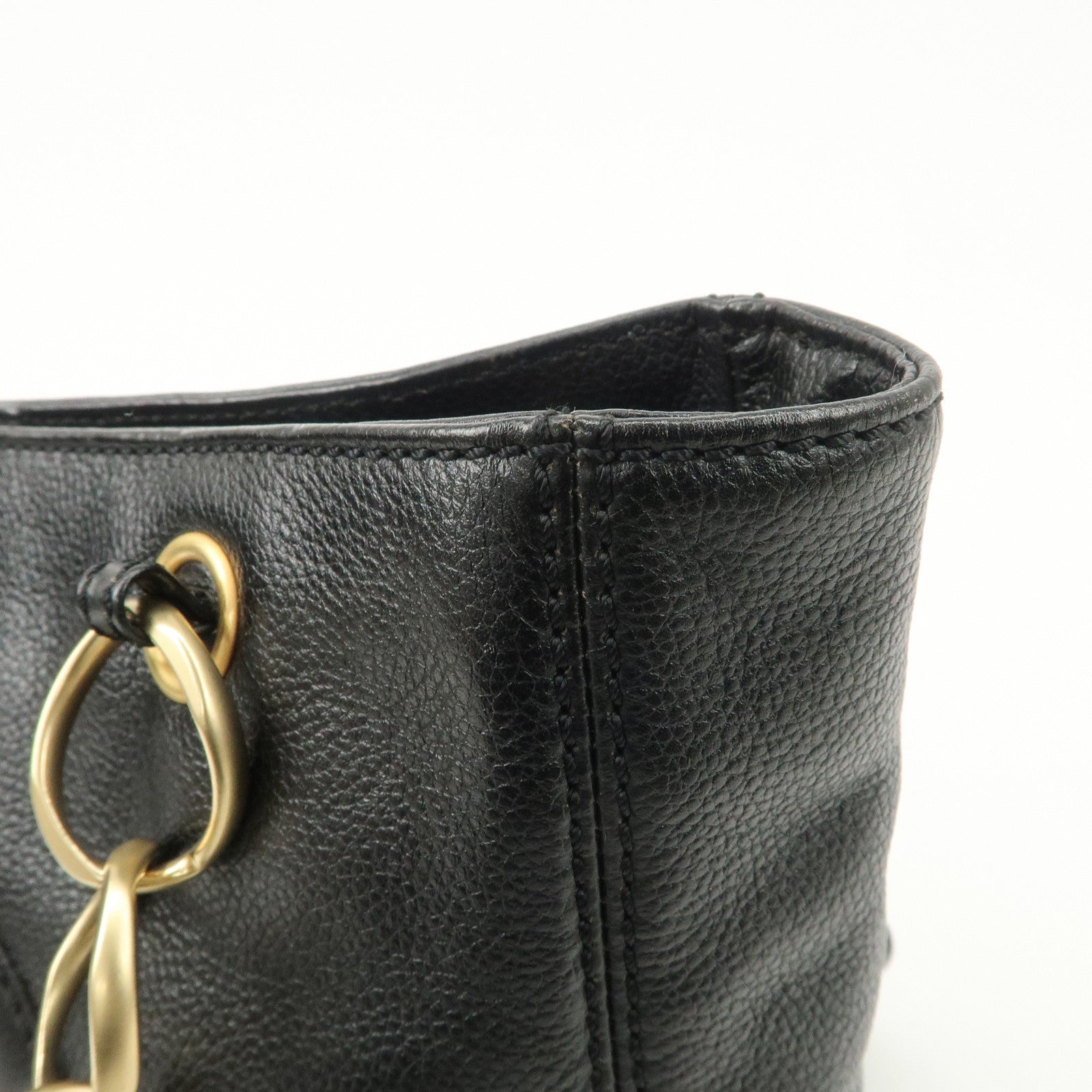 CHANEL COCO Mark Chain Tote Bag Shoulder Bag Black Gold Used