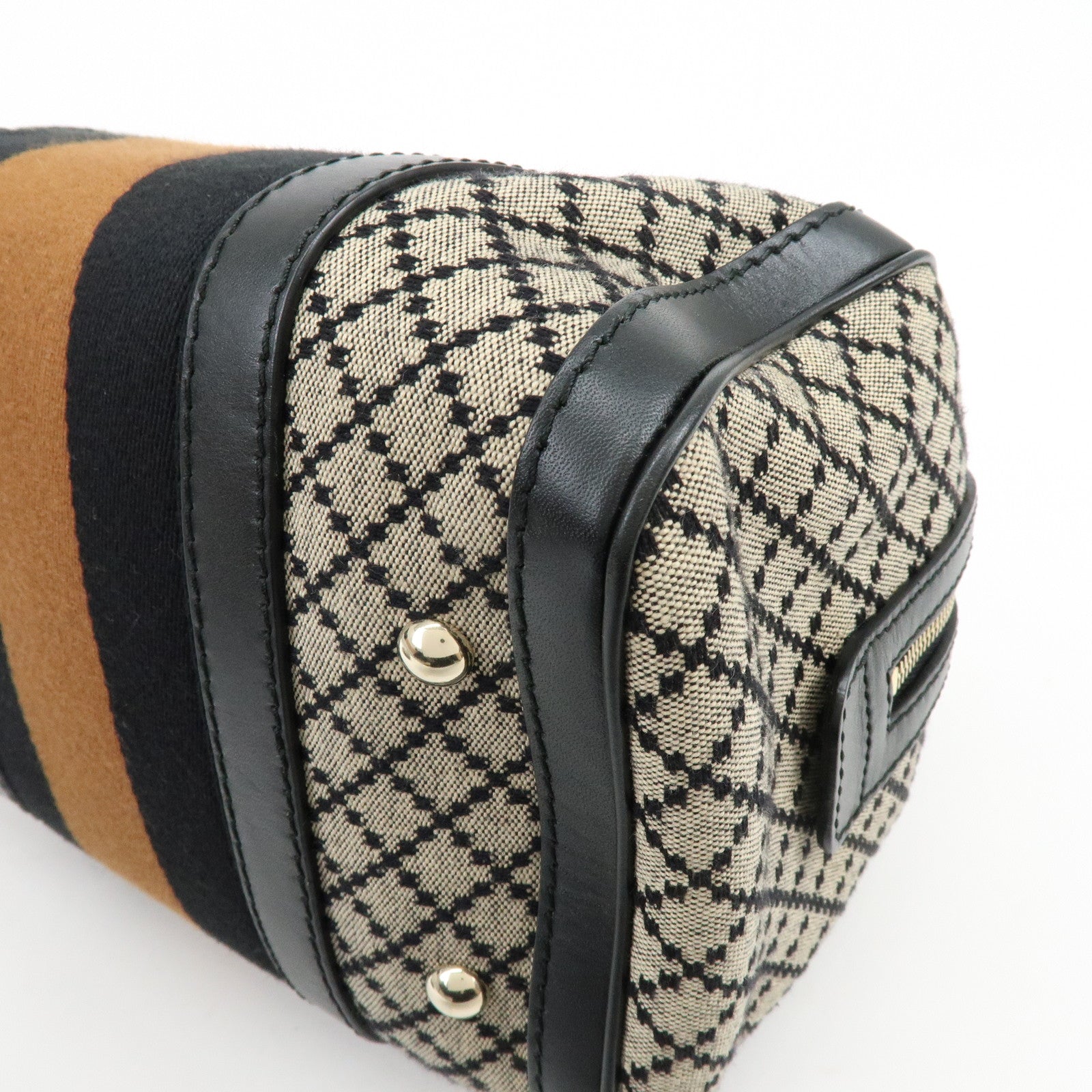 GUCCI Diamante Sherry Canvas Leather 2Way Boston Bag Beige 269876