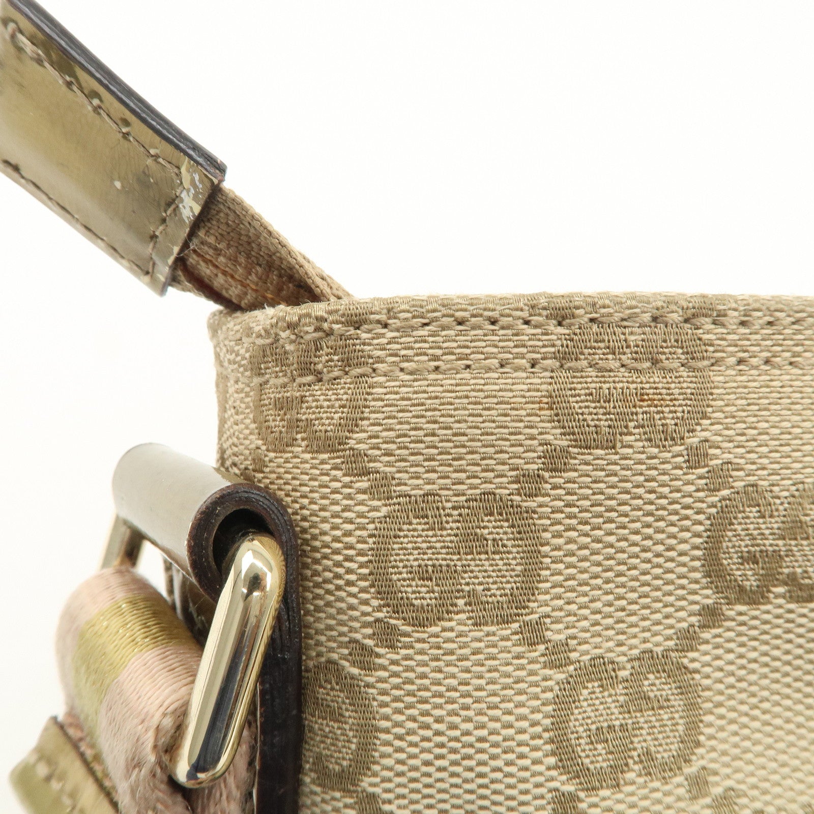 GUCCI Sherry GG Canvas Leather Shoulder Bag Pink Beige 189749 Used