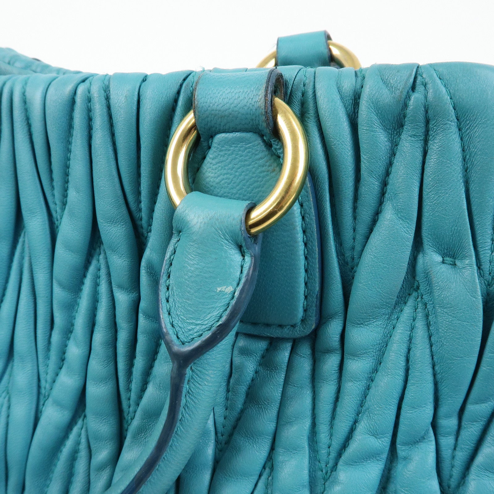 MIU MIU Matelasse Nappa Leather 2Way Bag Hand Bag Marine 5BE886