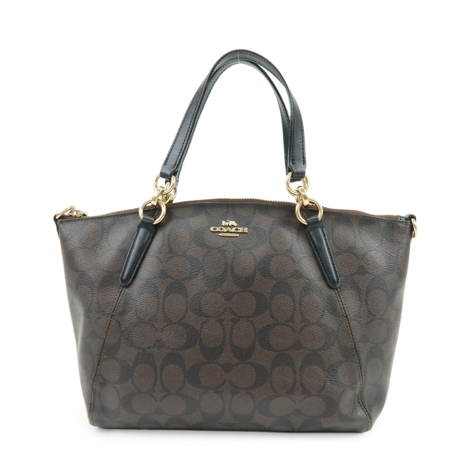 COACH Signature PVC Leather Tote Bag Hand Bag Brown