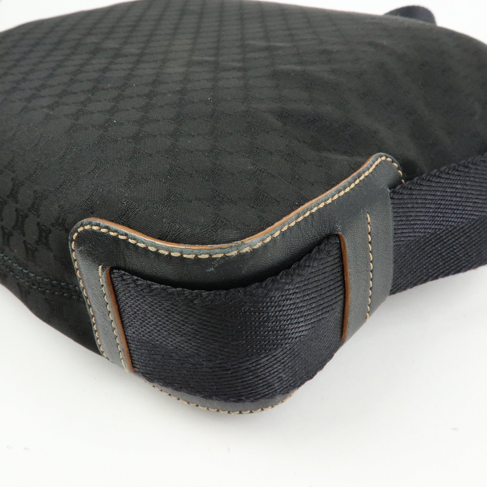 CELINE Macadam Canvas Leather Shoulder Bag Crossbody Bag Black