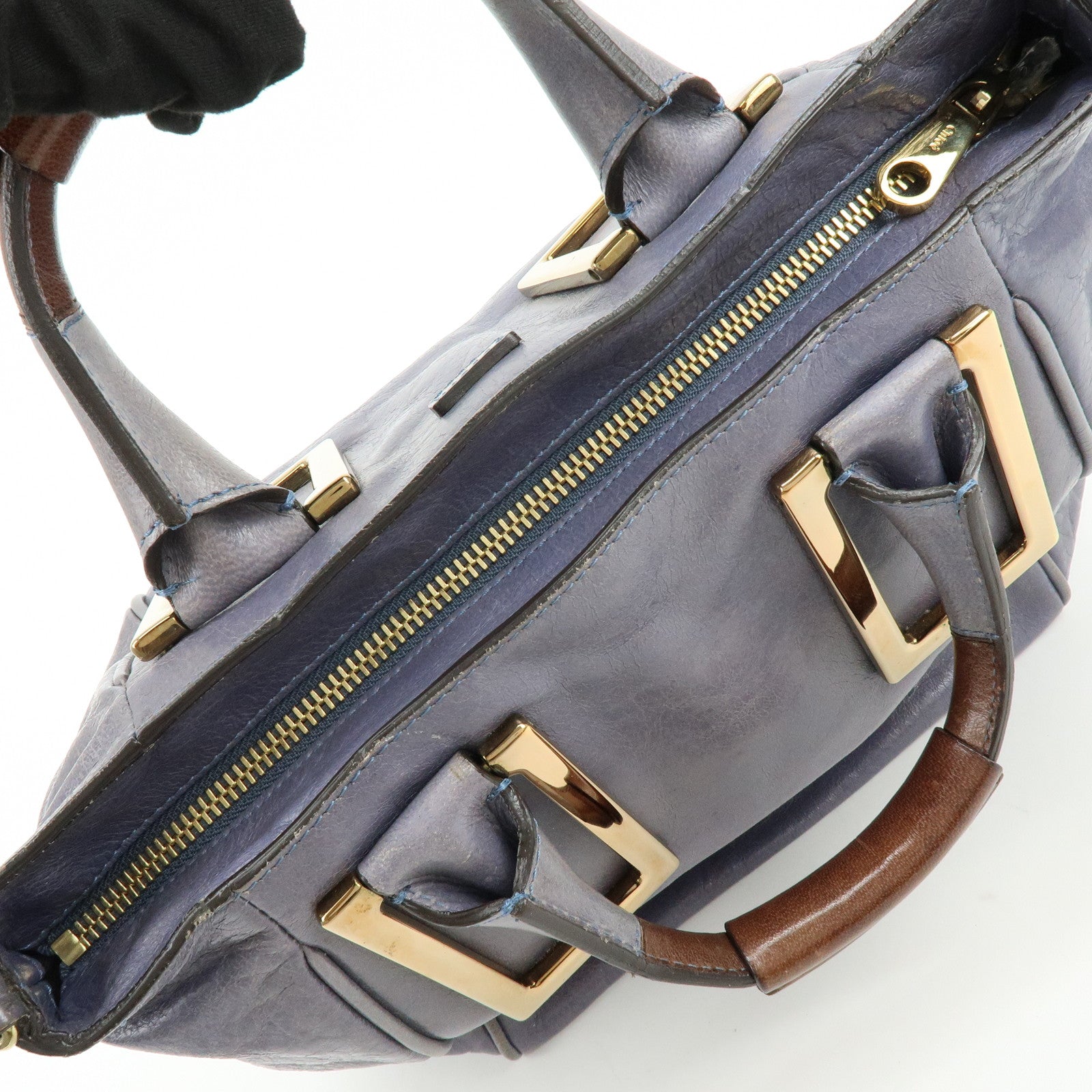 Chloe Ethel Leather 2Way Bag Shoulder Bag Hand Bag Gray