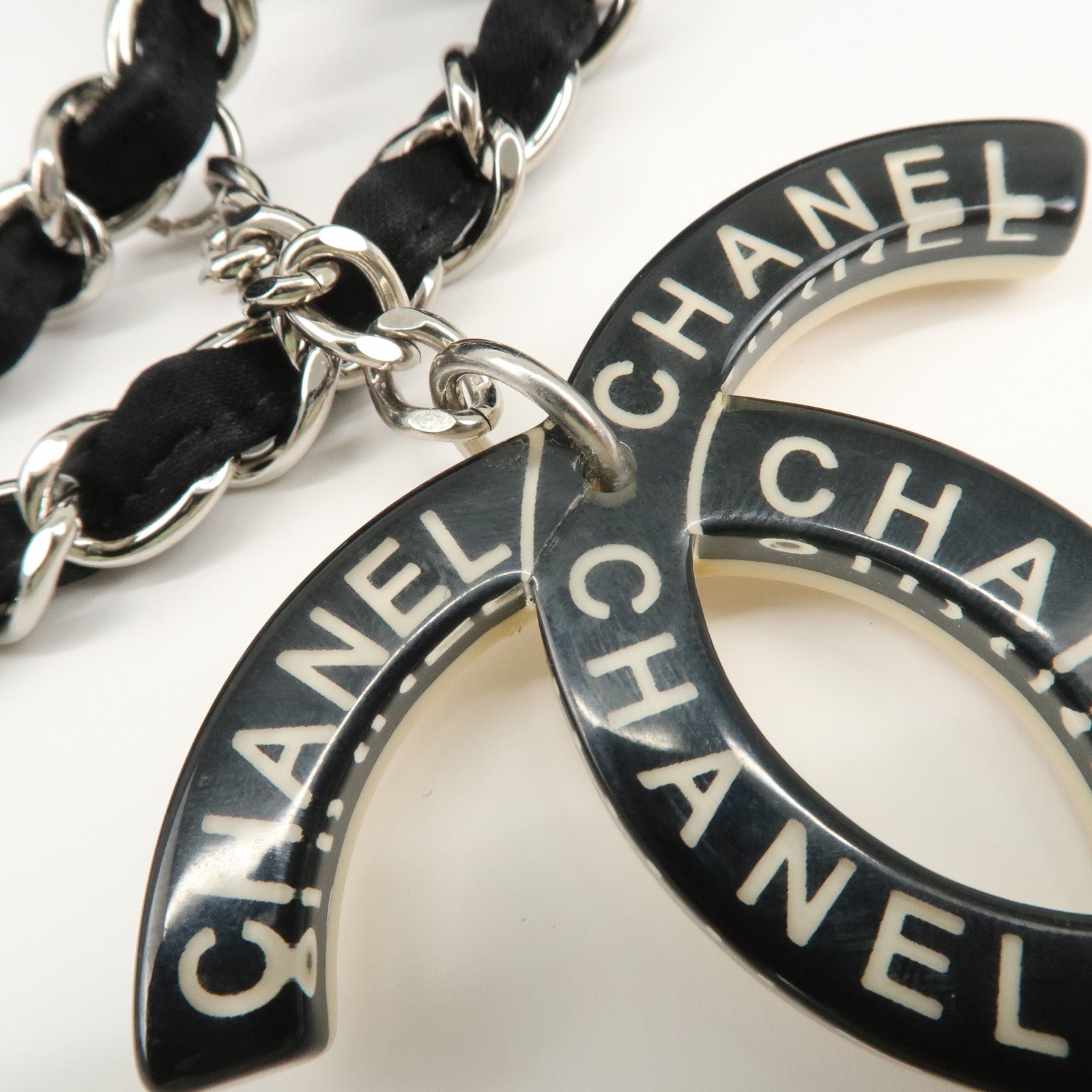 CHANEL Melrose Cabas Cotton Jersey Shoulder Bag Black Used