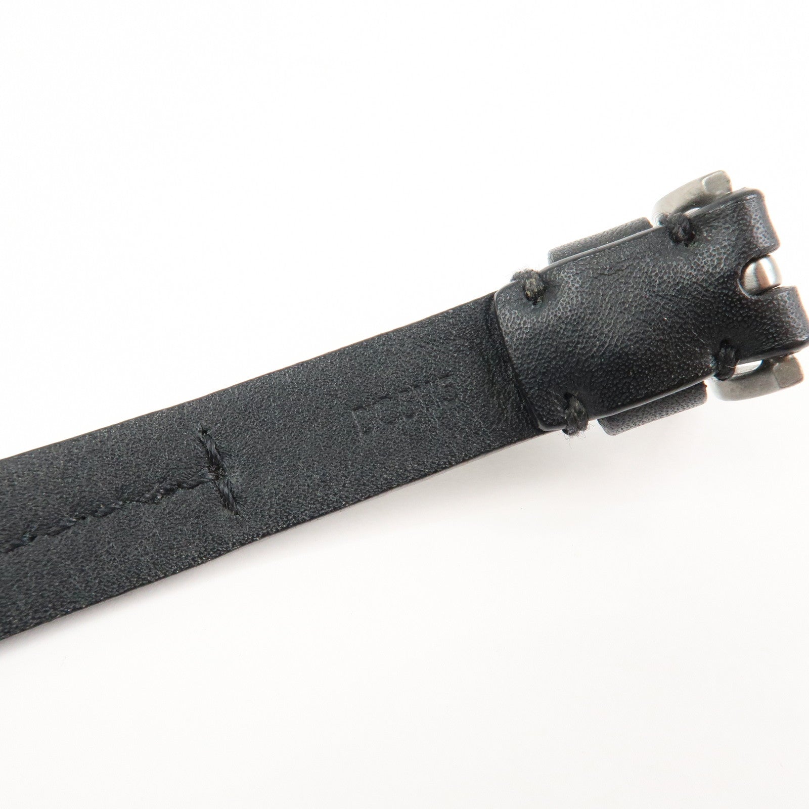 Louis Vuitton Leather Bracelet Black Silver M6205