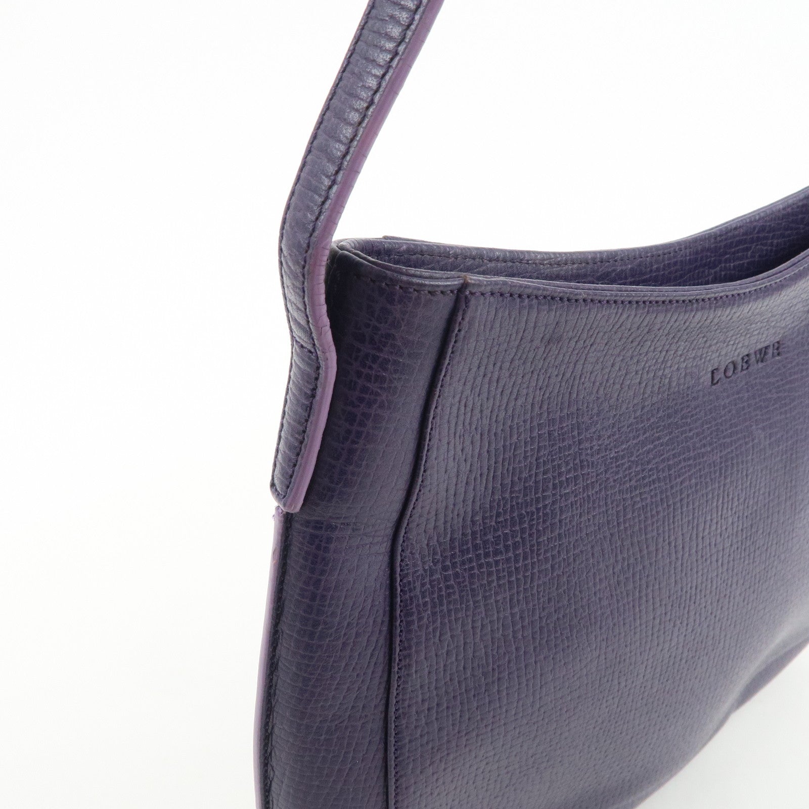 LOEWE Leather Shoulder Bag Hand Bag Purple