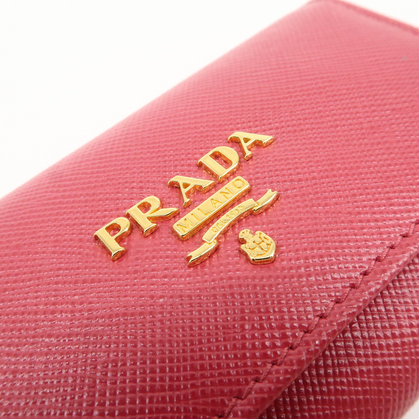 PRADA Logo Saffiano Leather 6 Rings Key Case Key Holder Pink 1PG222