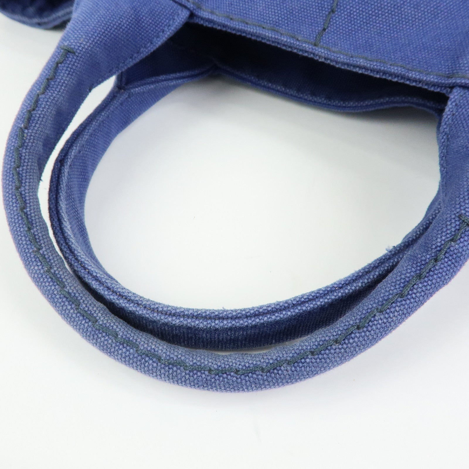 PRADA Triangle Logo Canapa 2Way Tote Bag Hand Bag Blue BN2642