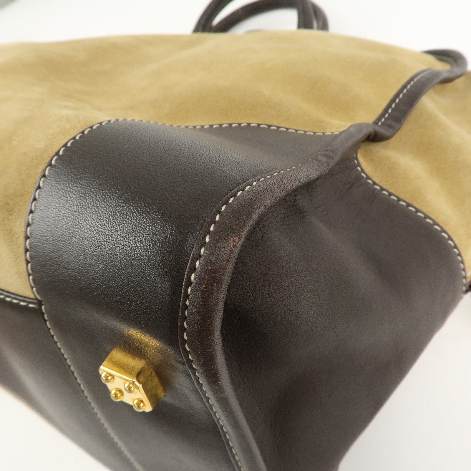 LOEWE Anagram Leather Amazona 40 Hand Bag Beige Brown