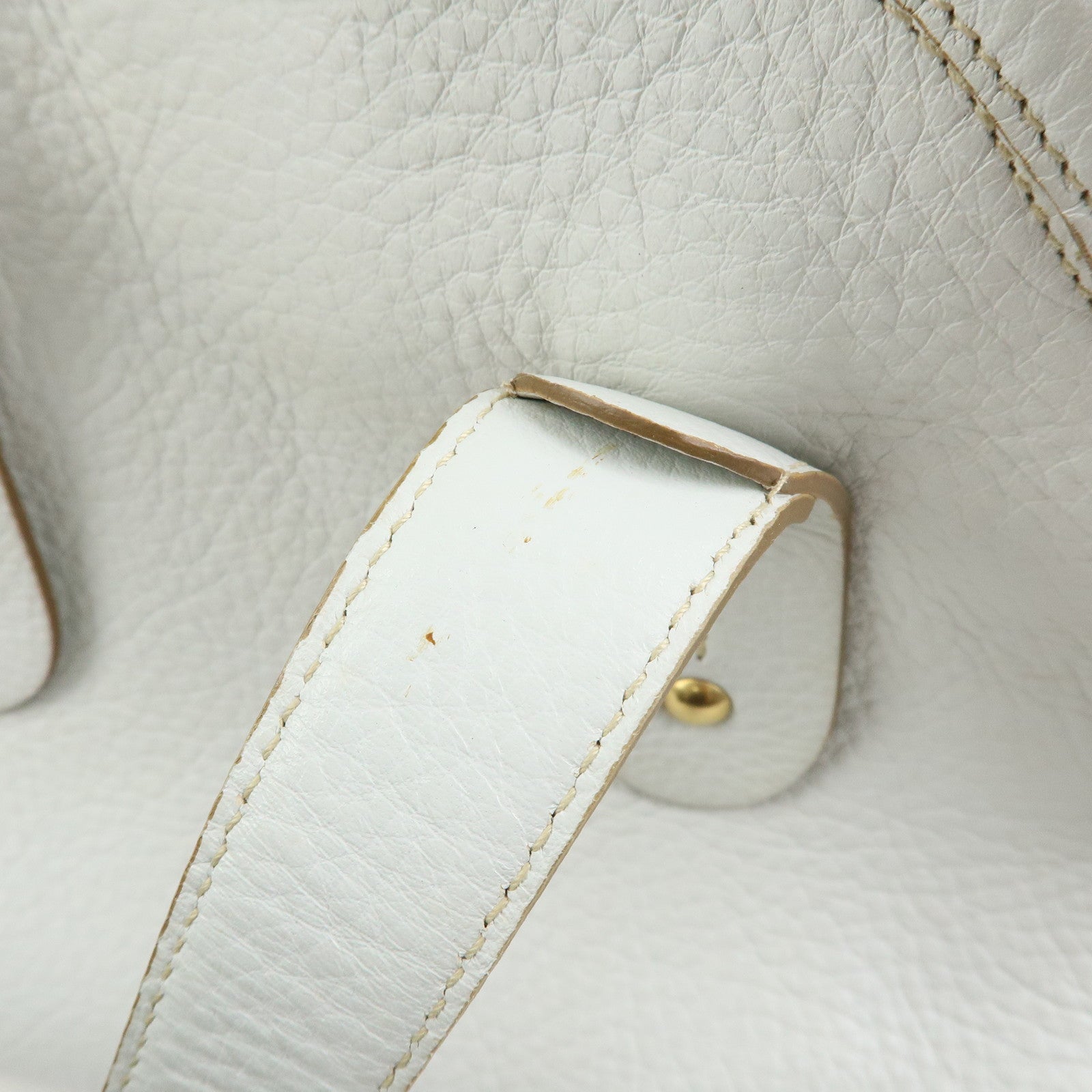 Ferragamo Logo Leather Tote Bag Hand Bag Shoulder Bag White