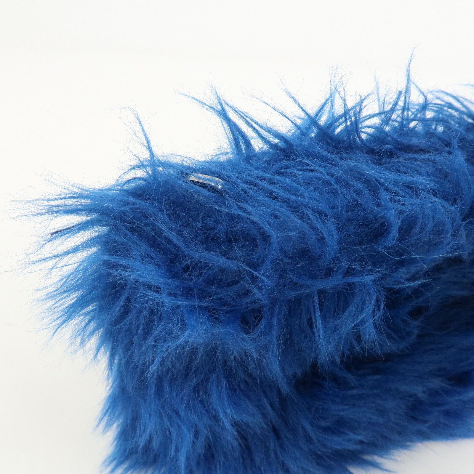 PRADA Triangle Logo Faux Fur Clutch Bag Flat Pouch Blue 1N1530