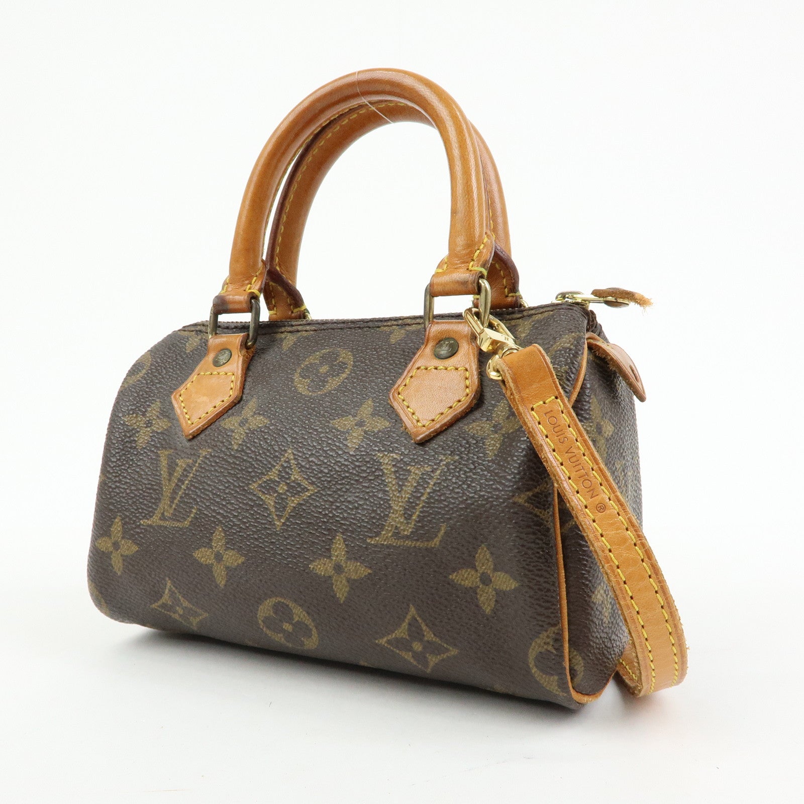 Louis Vuitton Monogram Mini Speedy Hand Bag & Strap Brown M41534