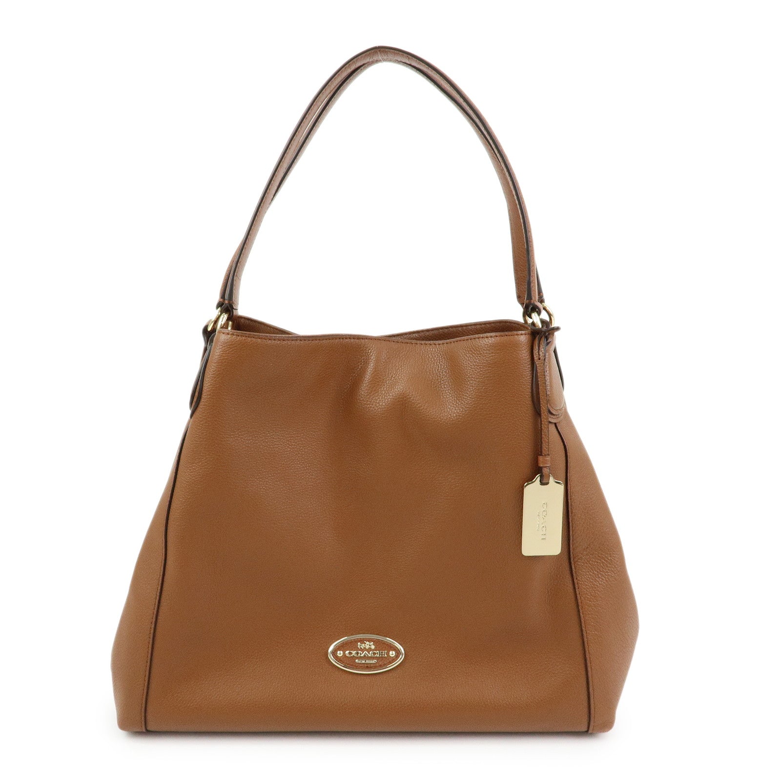 COACH Logo Leather Shoulder Bag Hand Bag Brown