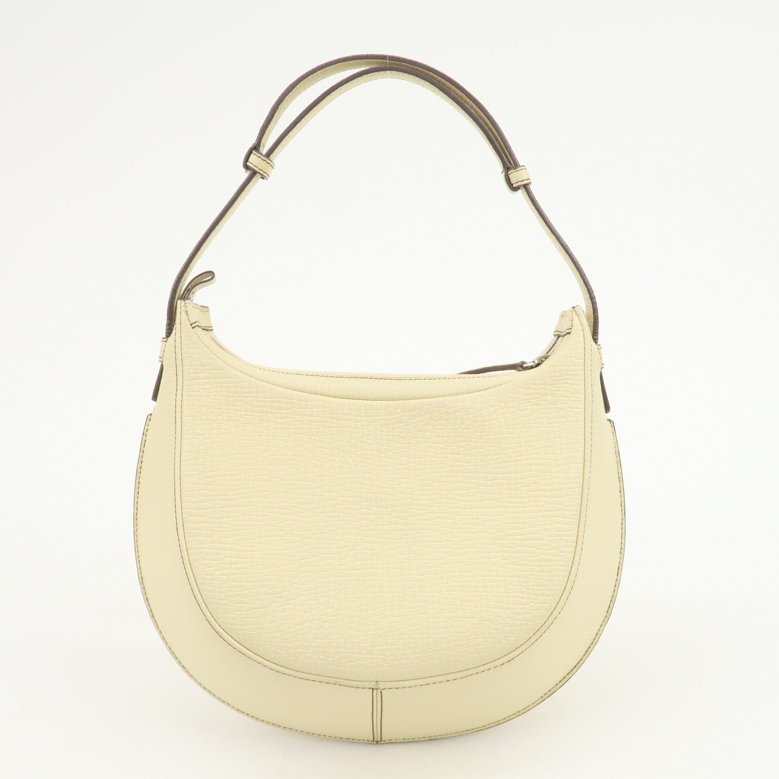 LOEWE Embossed Leather Shoulder Bag Hand Bag Ivory