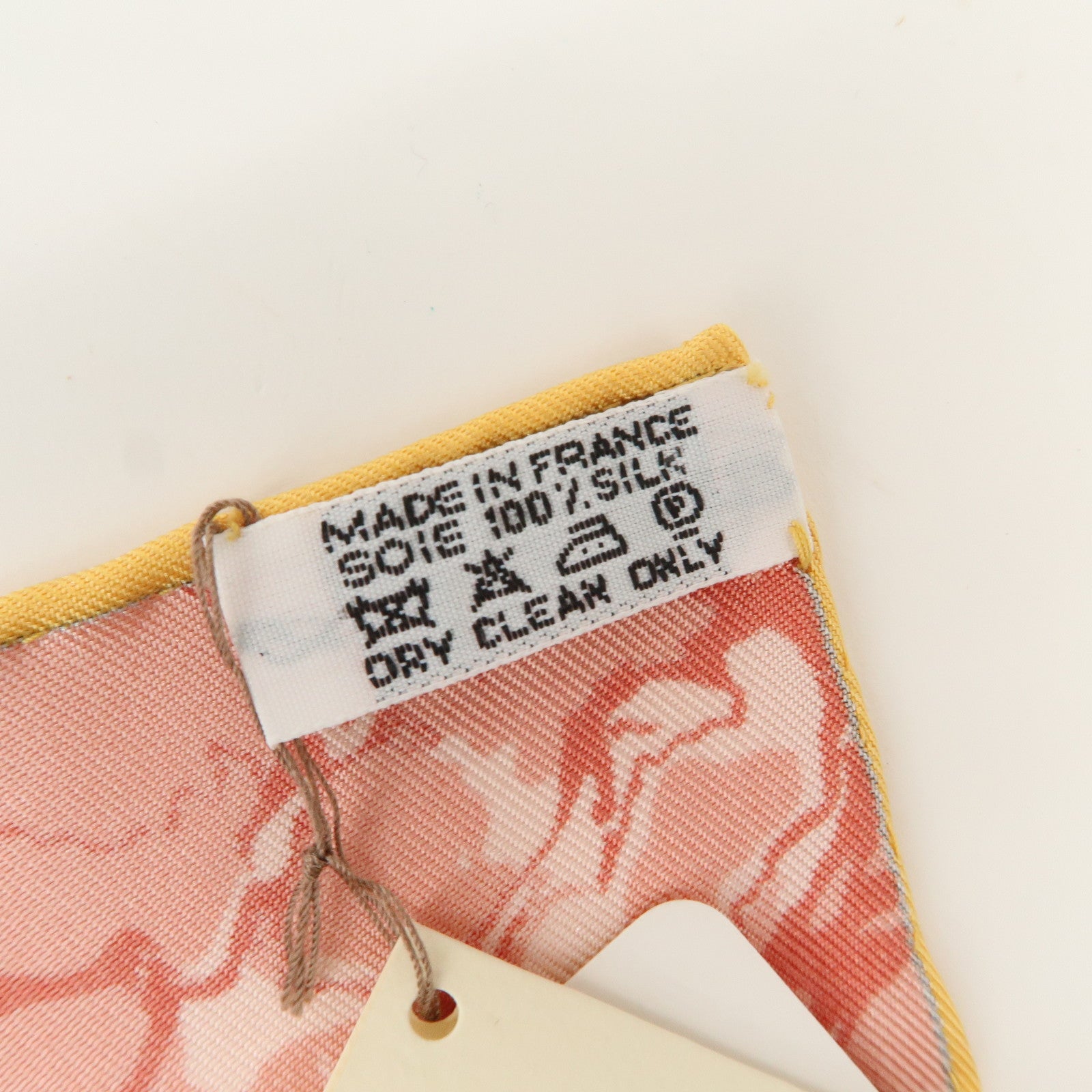 HERMES Carre 90 Silk 100% Scarf CARPE DIEM Pink White