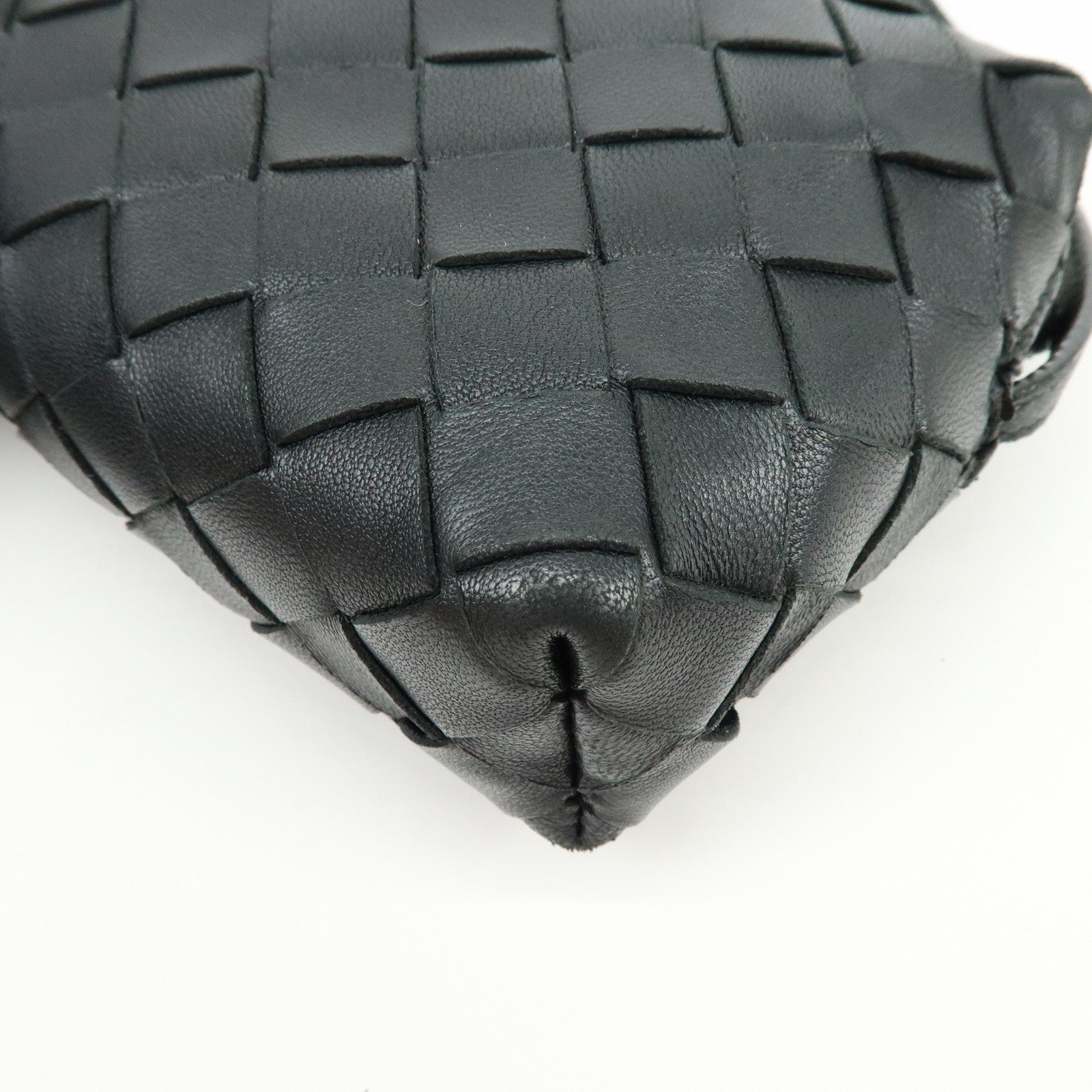 BOTTEGA VENETA Intrecciato Leather Shoulder Bag Crossbody Bag Black