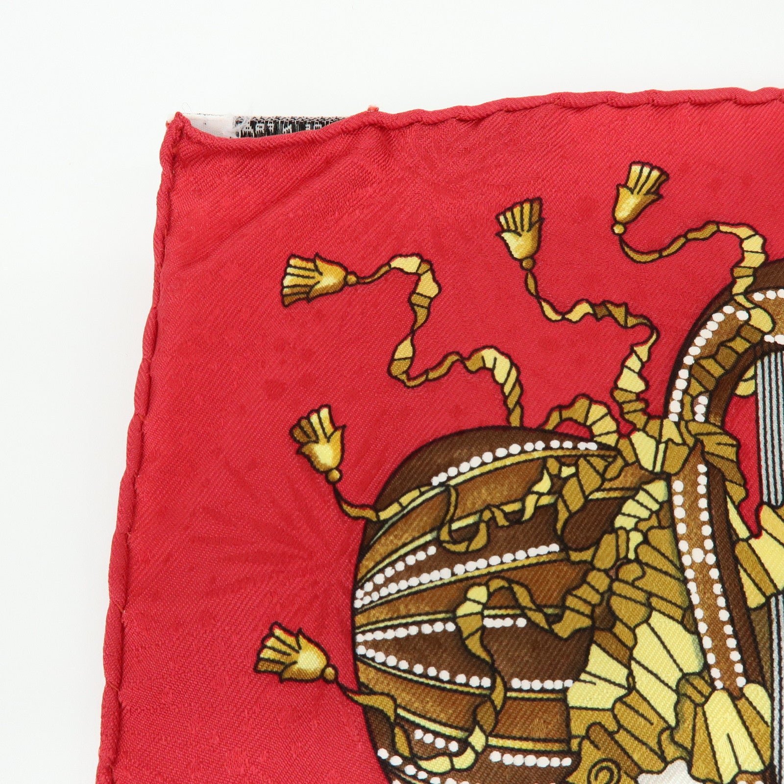 HERMES Carre 90 Silk 100% Scarf LES FERES DU ROI SOLEIL Red Gold