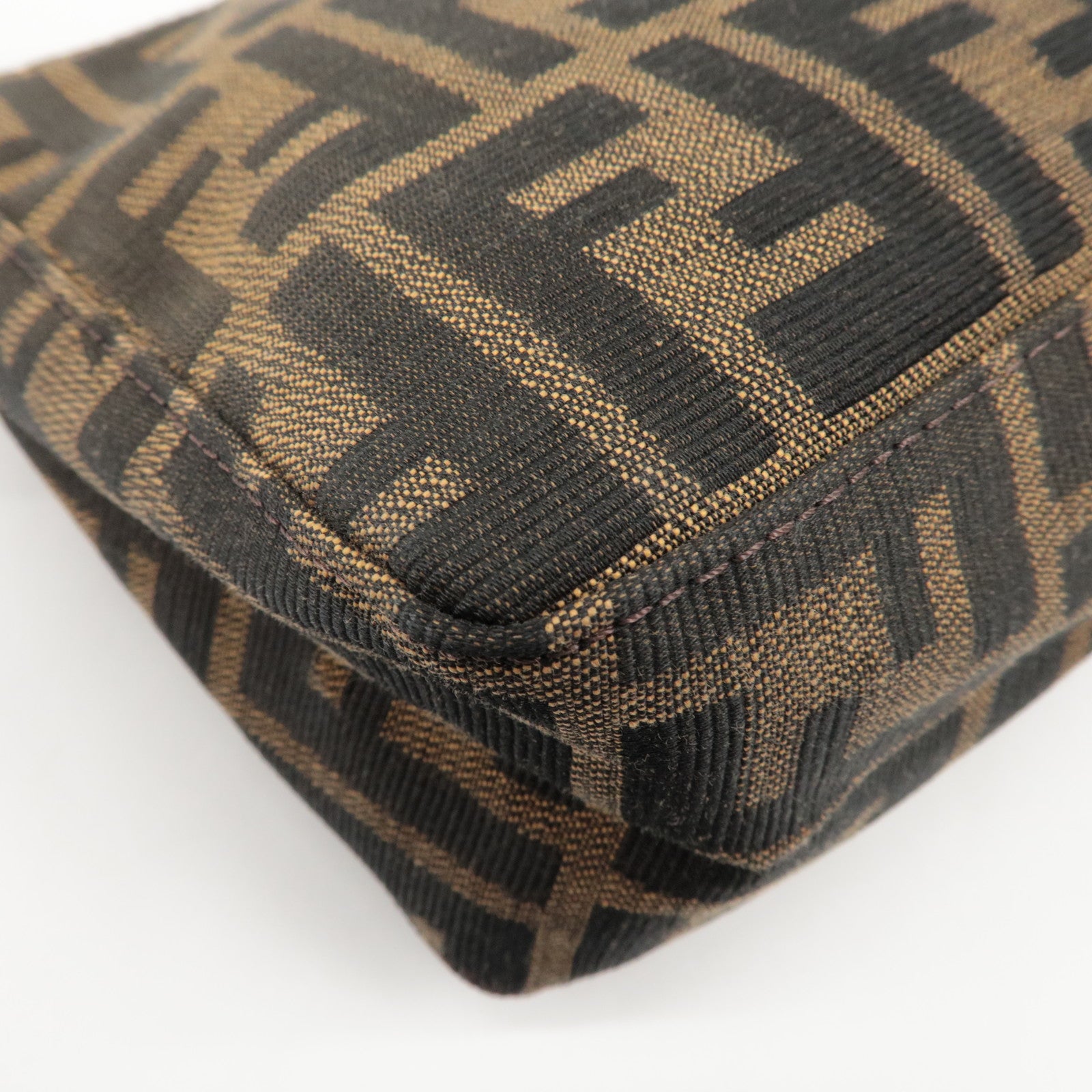 FENDI Zucca Canvas Leather Mini Hand Bag Brown 8BR155 Used