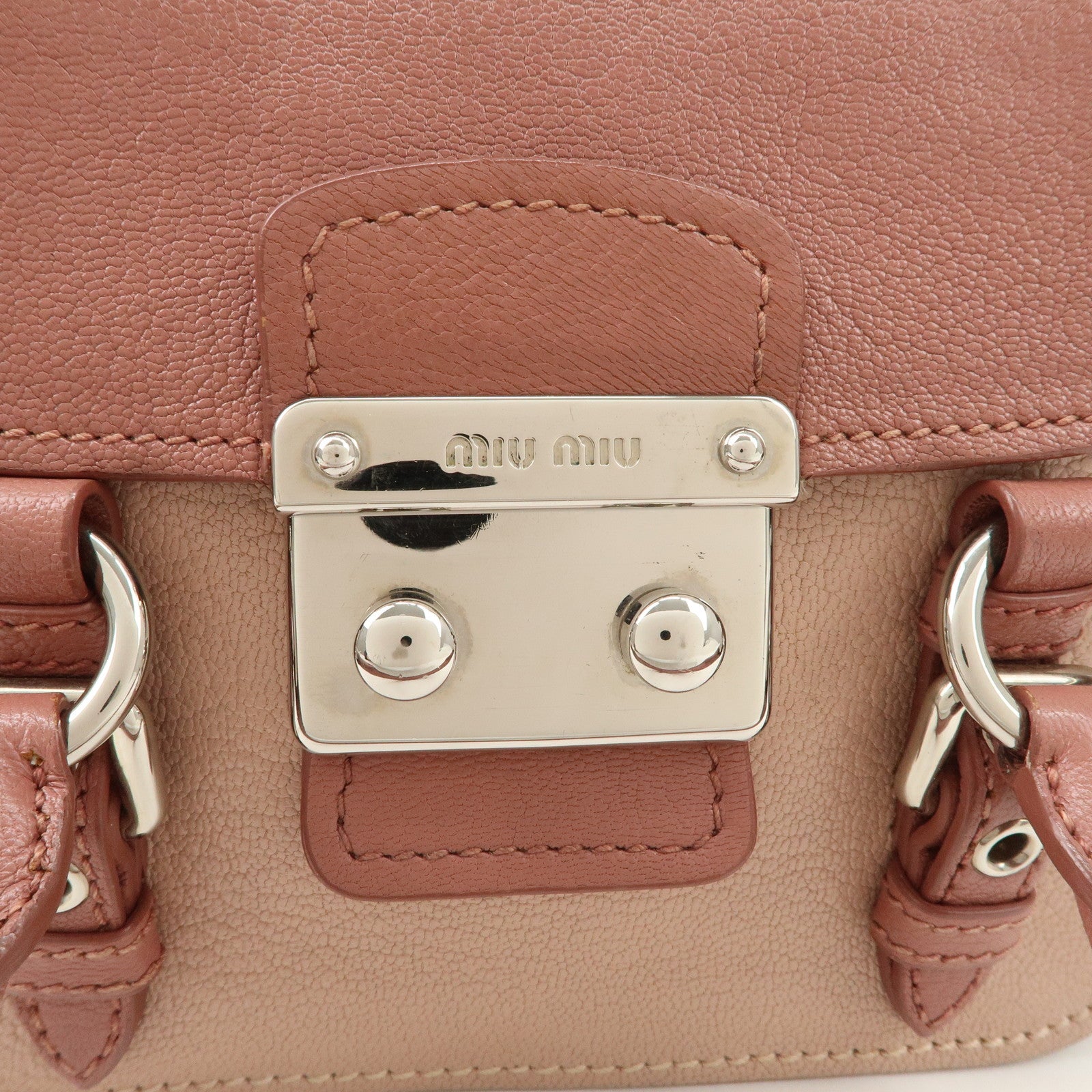 MIU MIU Madras Leather 2WAY Bag Hand Bag Shoulder Bag Pink RN1020