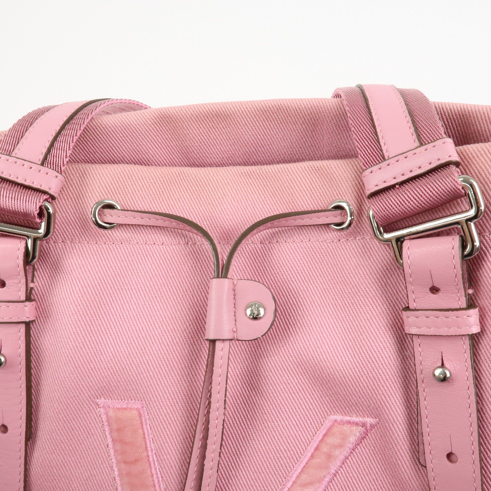SAINT LAURENT Canvas Leather Kahara Tote Shoulder Bag Pink 121631