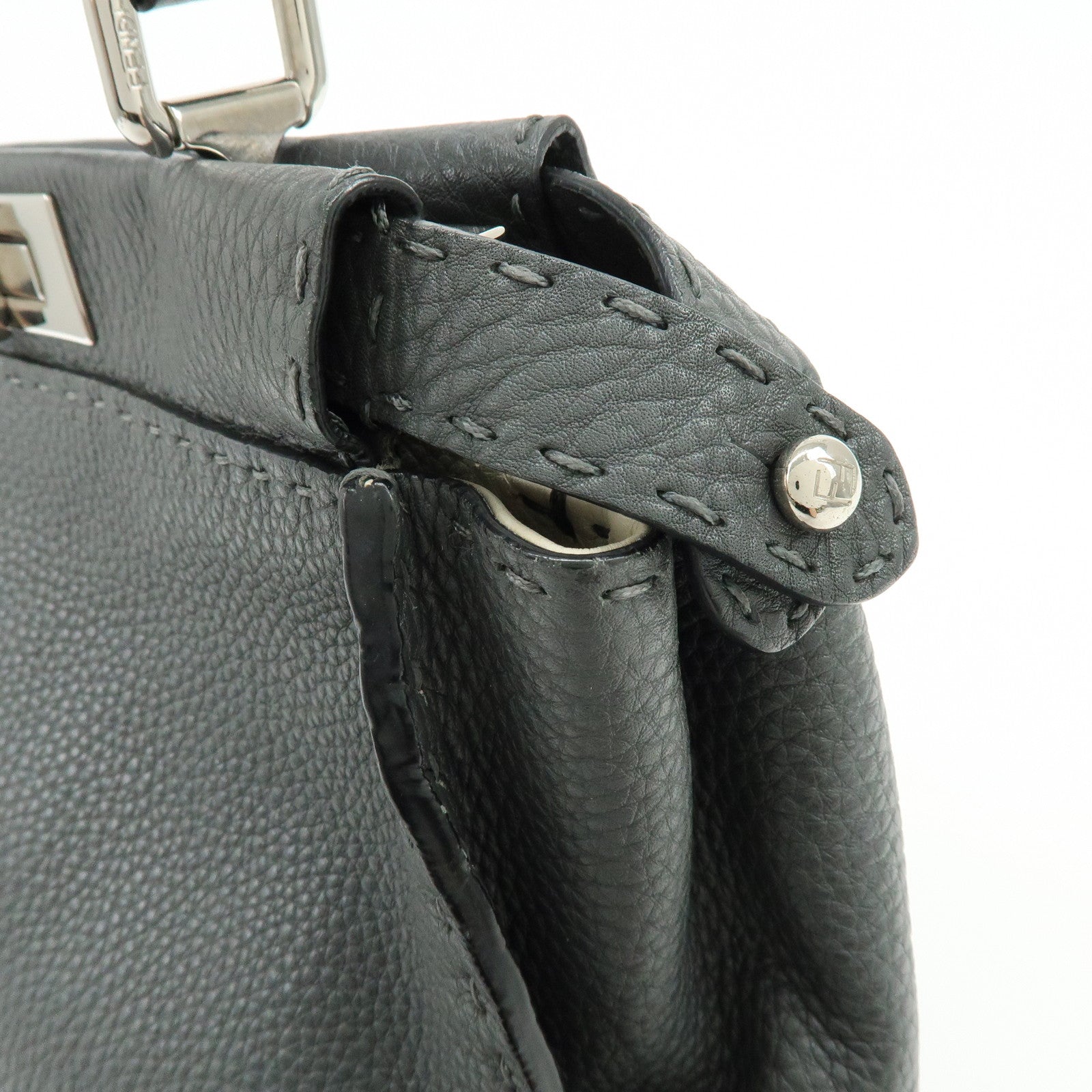 FENDI Selleria Peekaboo Calf Leather 2Way Shoulder Hand Bag 8BN226