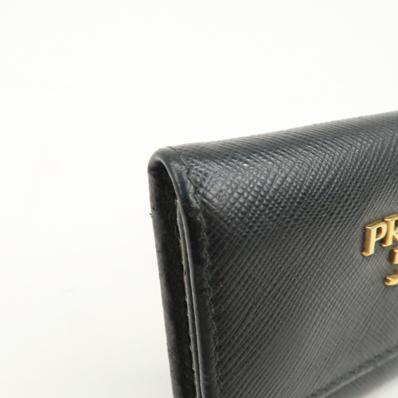PRADA Logo Leather Set Of 2 Key Chains Black Beige 1PG222/1PG004