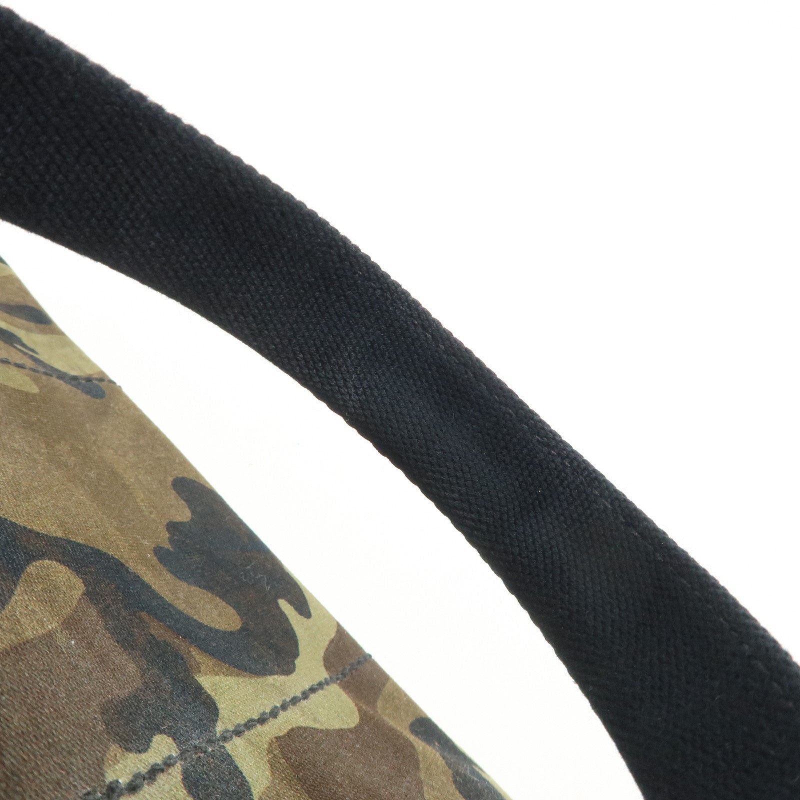 PRADA Triangle Logo Canapa Large Canvas Tote Hand Bag Khaki BN1872