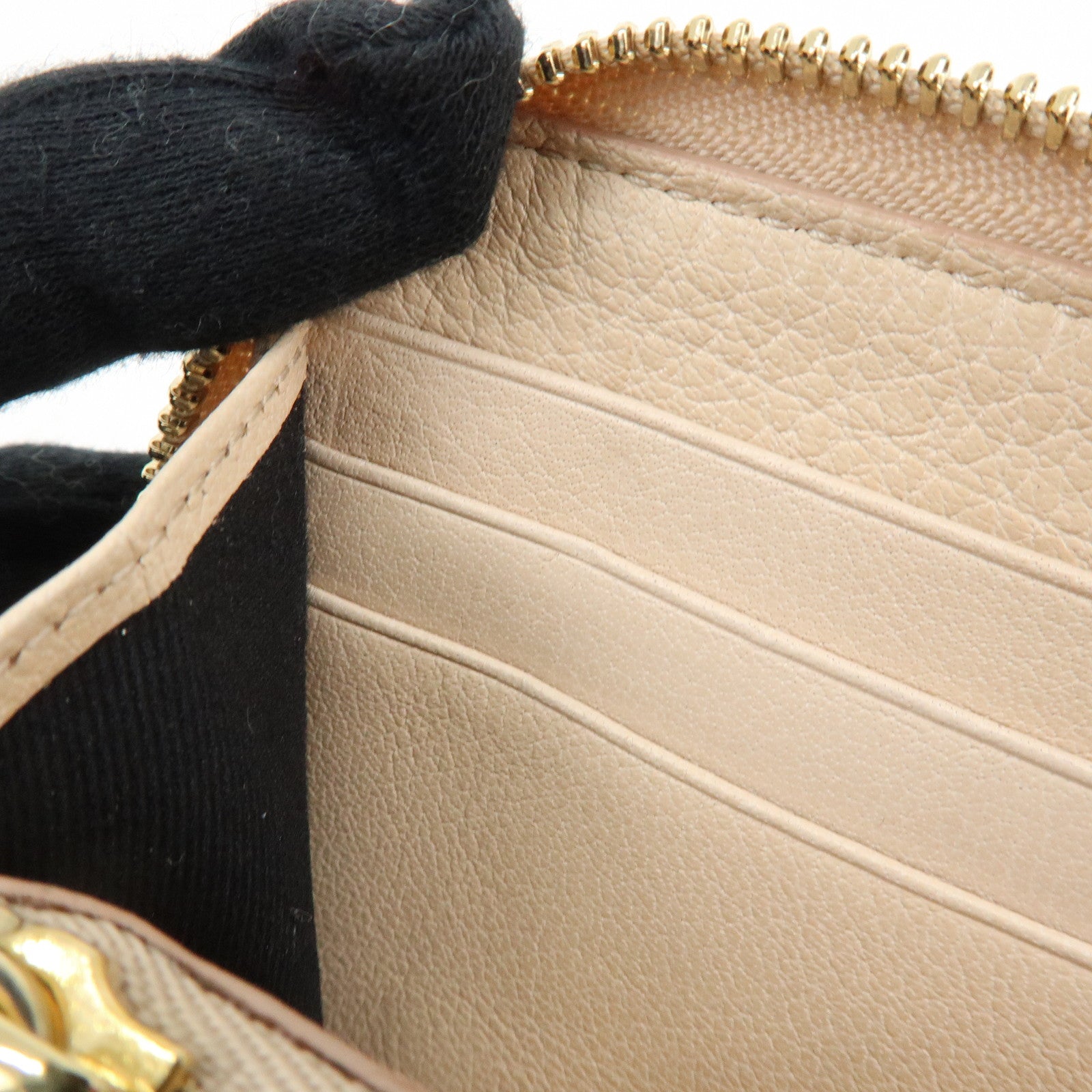 BVLGARI Logo Leather Round Zippy Long Wallet Pink Beige