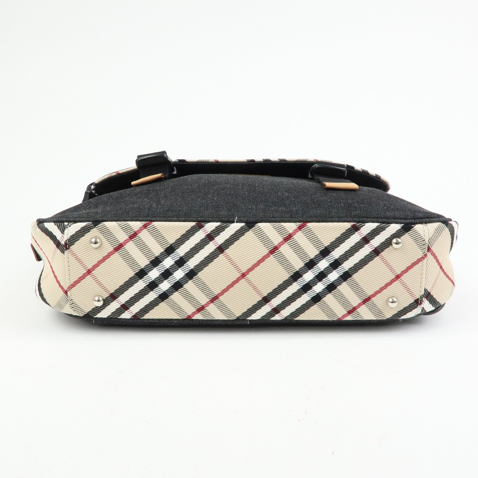 Burberry Nova Plaid Denim Canvas 2Way Shoulder Hand Bag Indigo Blue