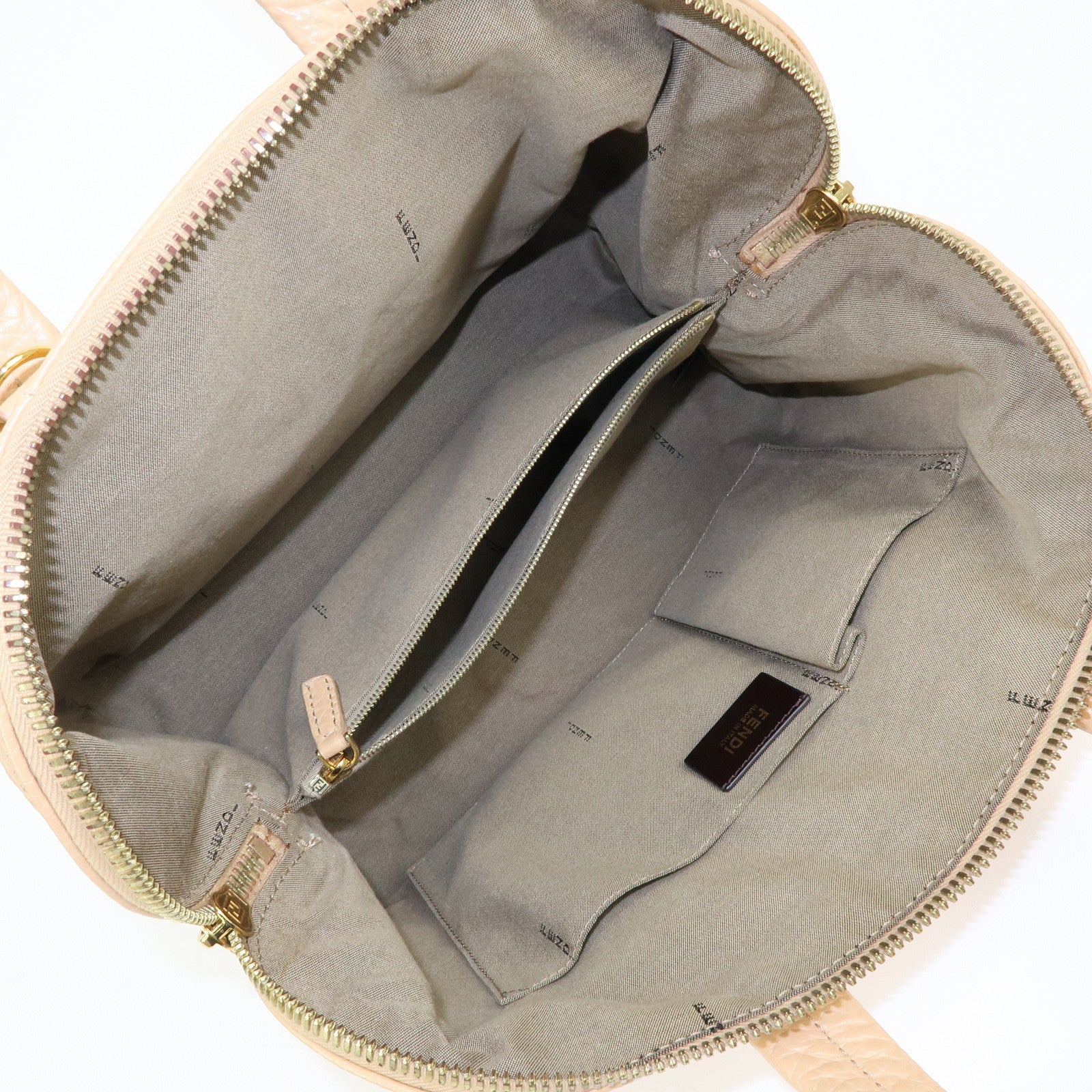 FENDI Chameleon Leather Hand Bag Tote Bag Beige 8BL114