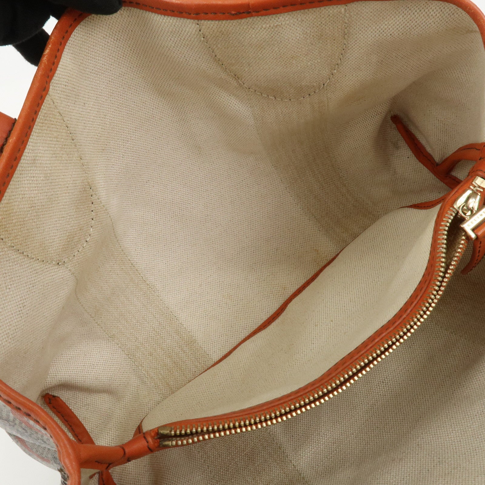CELINE C Macadam PVC Canvas Tote Bag Hand Bag Brown Orange