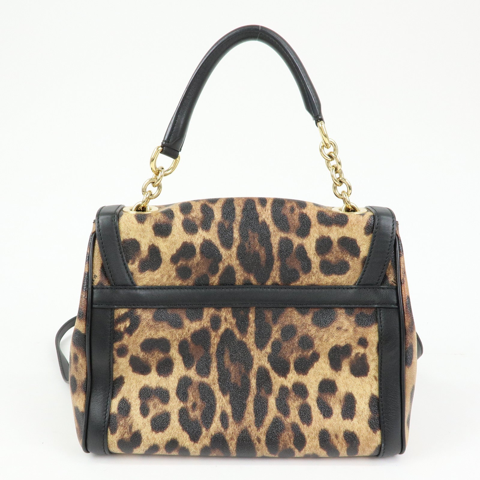 Dolce&Gabbana Leopard PVC Leather 2Way Bag Hand Bag Brown Black