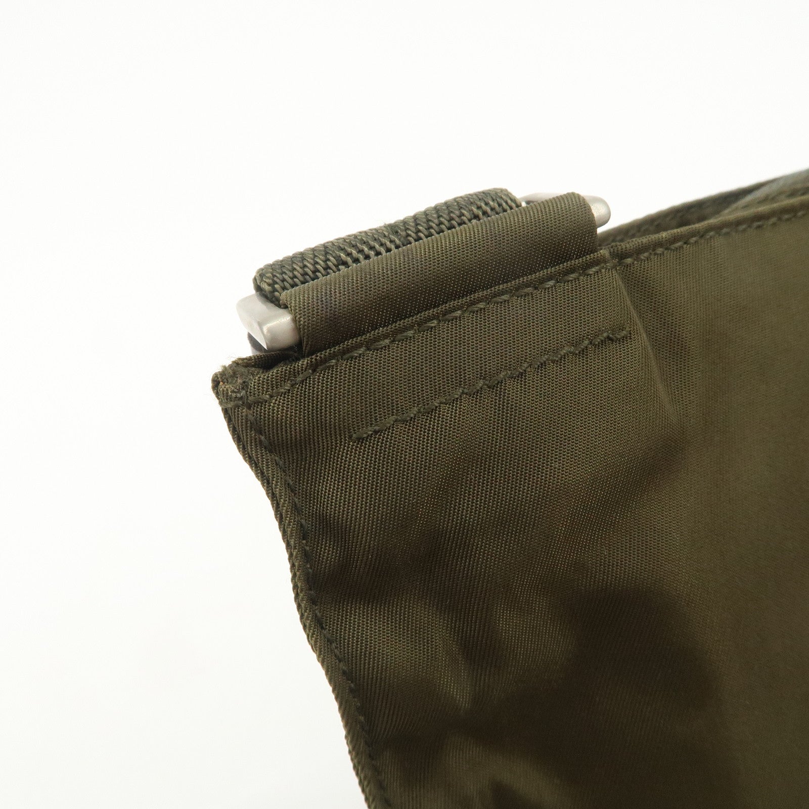 PRADA Logo Nylon Leather Shoulder Bag Crossbody Bag Khaki Black