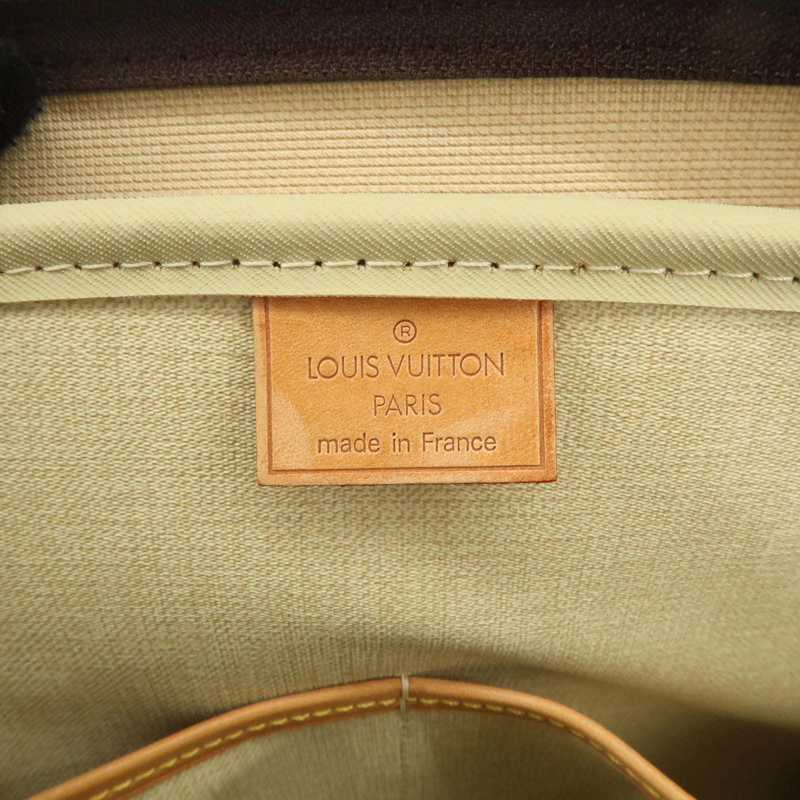 Louis Vuitton Leather Canvas Monogram Deauville Hand Bag Boston Bag Brown Gold Hardware M47270 Used