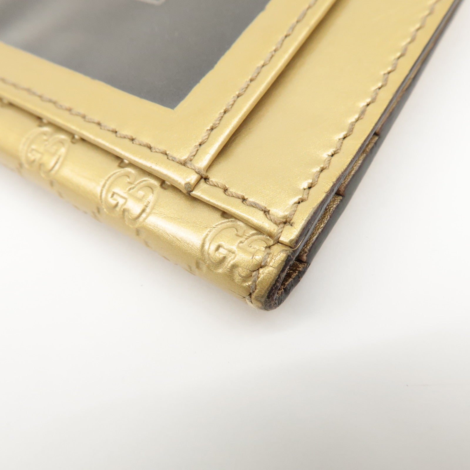 GUCCI Micro Guccissima Leather Card Case Gold 224261 Used