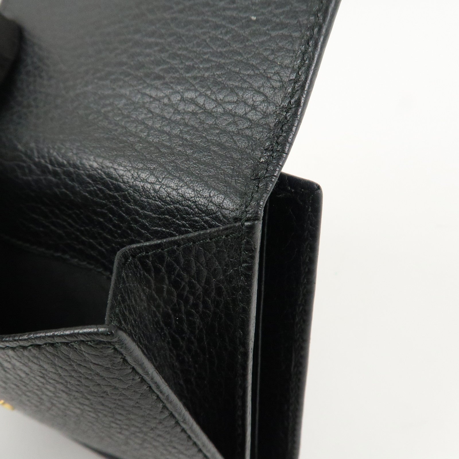 GUCCI GG Marmont Leather Double Hook Wallet Black 456122 Used