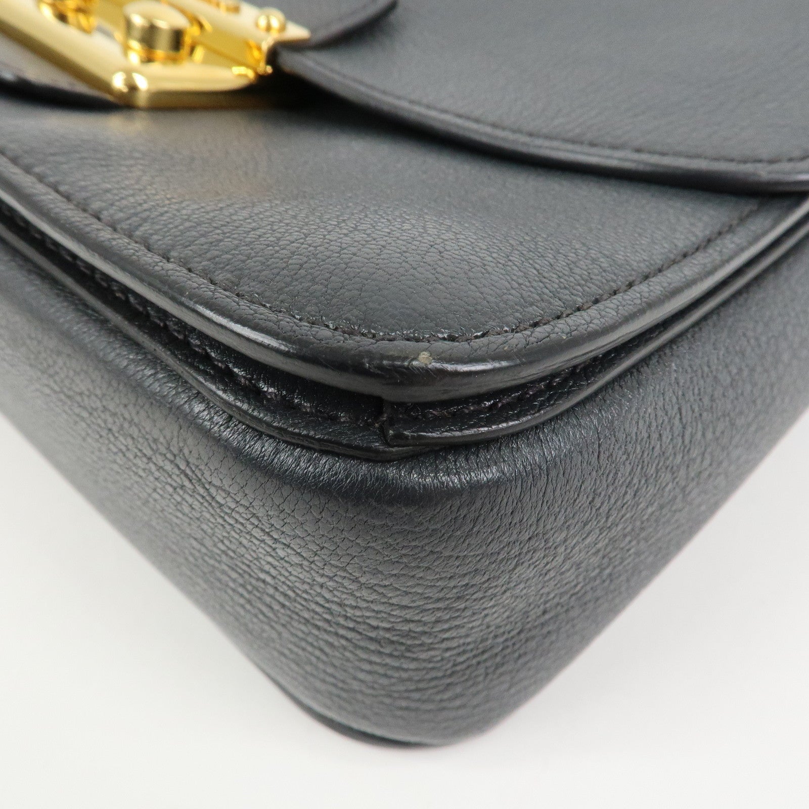 MIU MIU MADRAS Leather 2Way Bag Hand Bag Shoulder Bag Grey