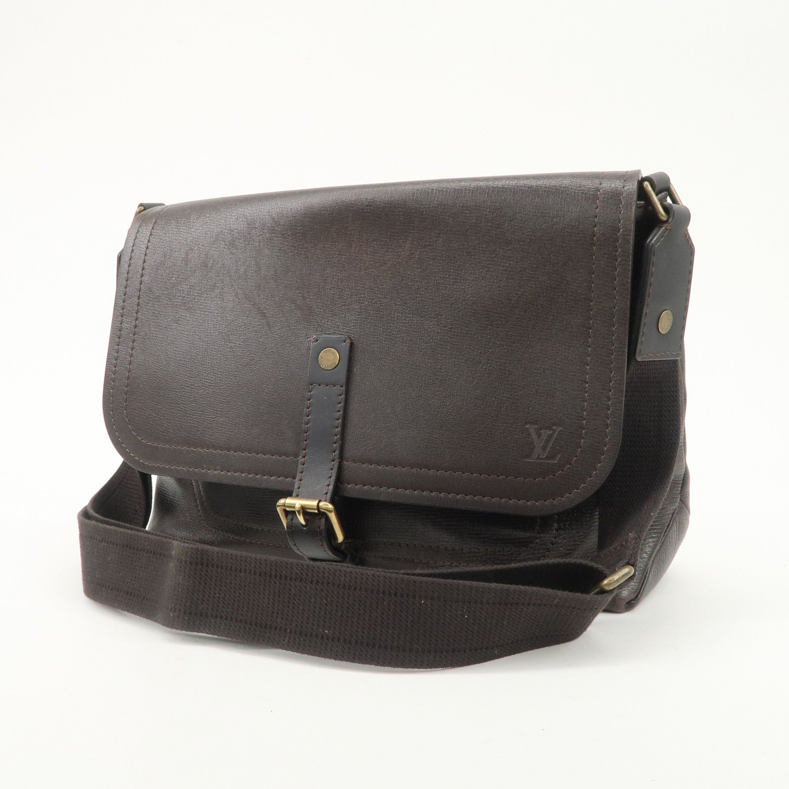 Louis Vuitton Utah Leather Ohama Style Shoulder Bag Cafe M92994 Used