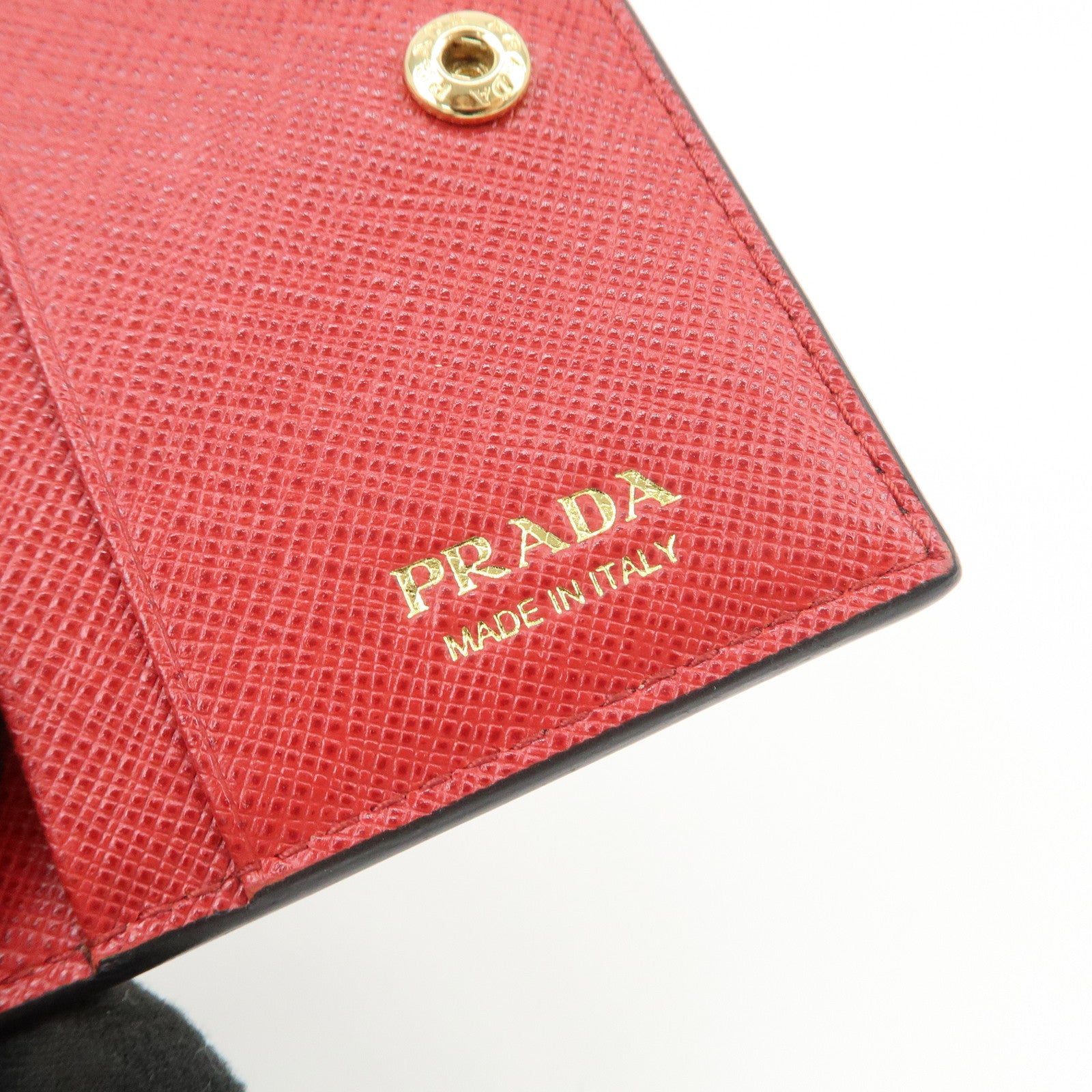 PRADA Saffiano Leather Heart Card Case Pass Case Black Red 1MC006