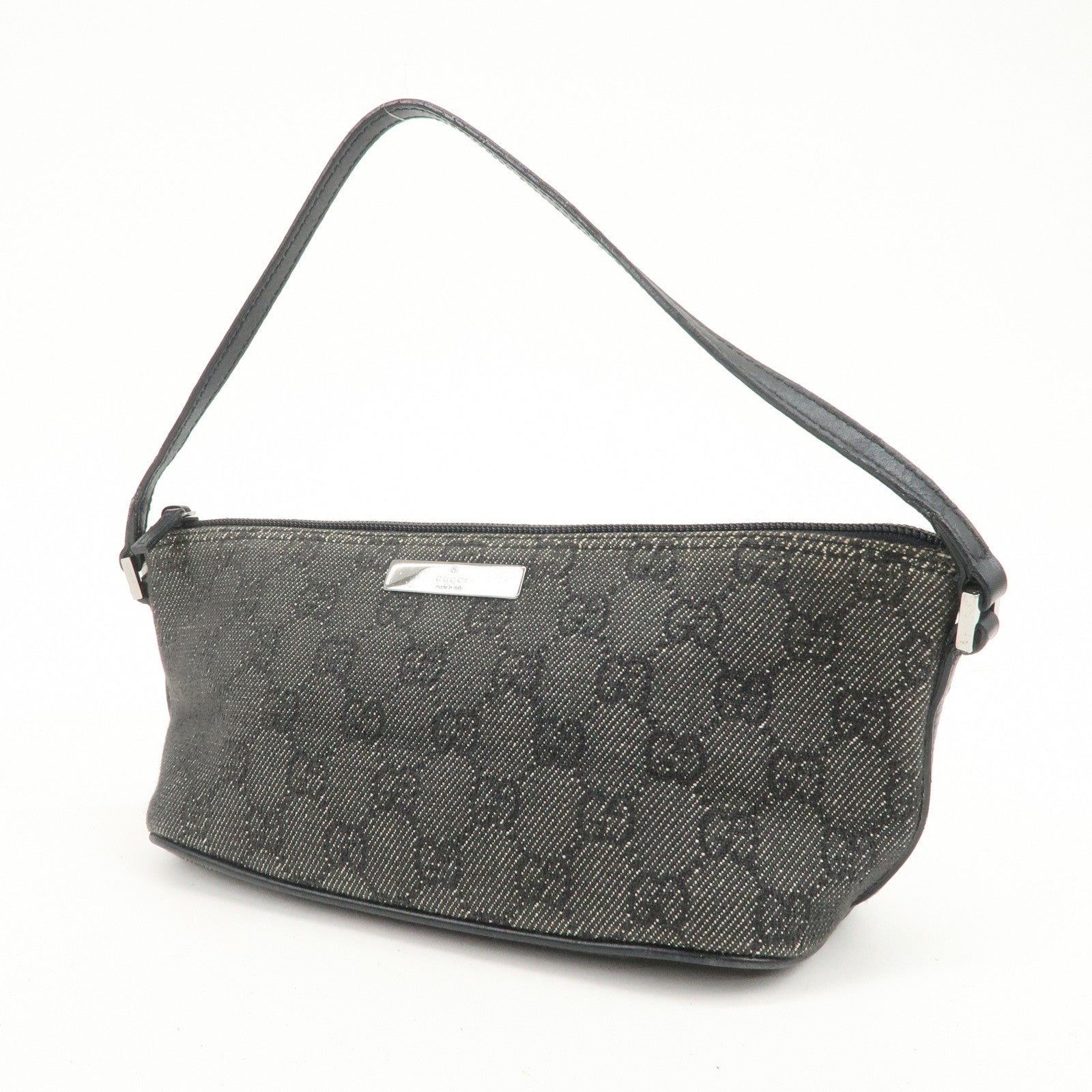 GUCCI Boat Bag GG Canvas Leather Accessory Poach Hand Bag 07198