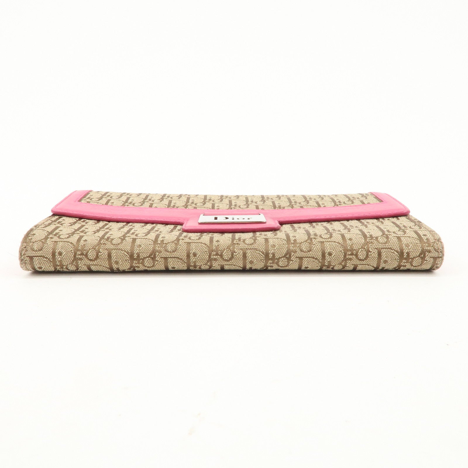 Christian Dior Trotter Street Chic Canvas Leather Long Wallet Pink