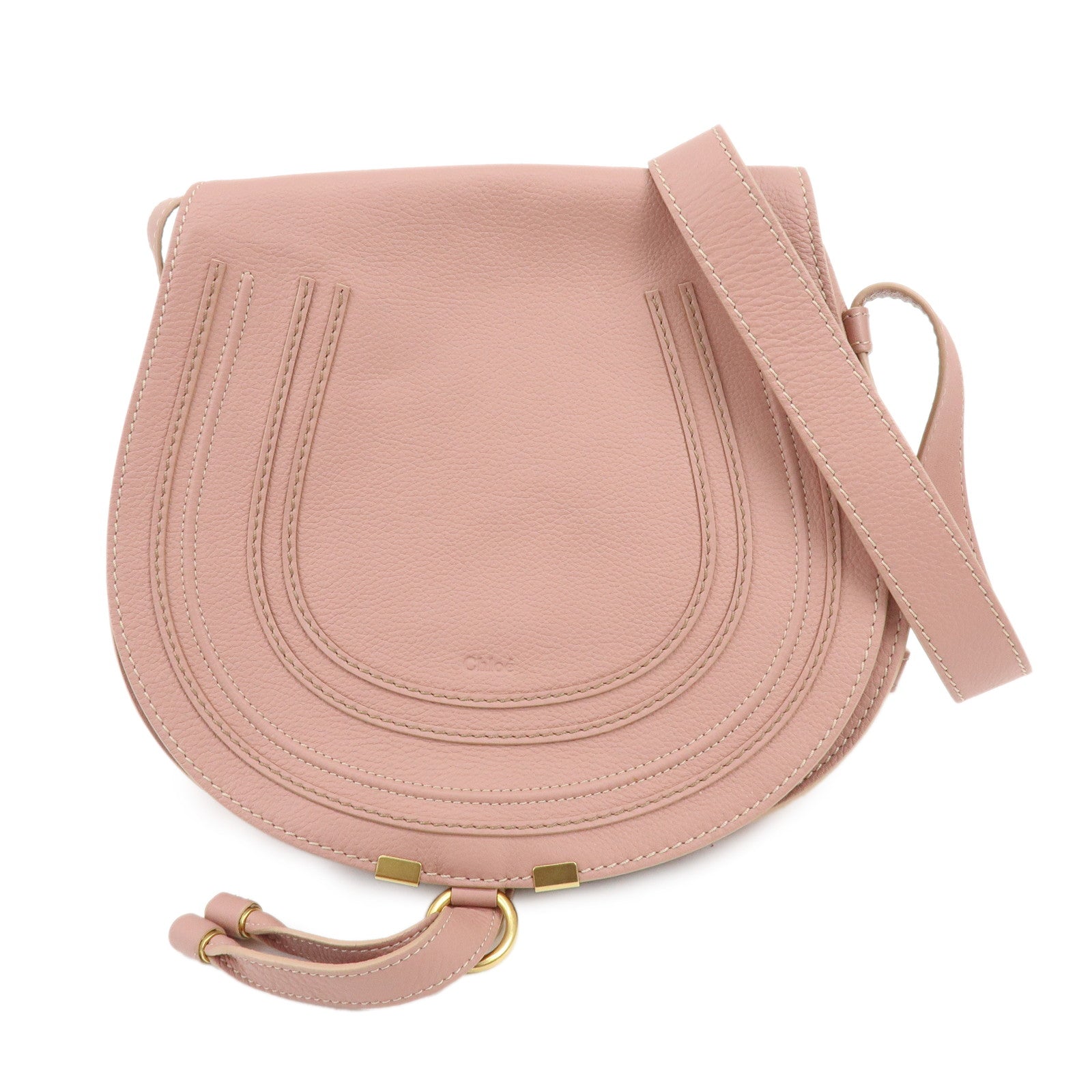 Chloe Marcie Leather Shoulder Bag Crossbody Bag Pink