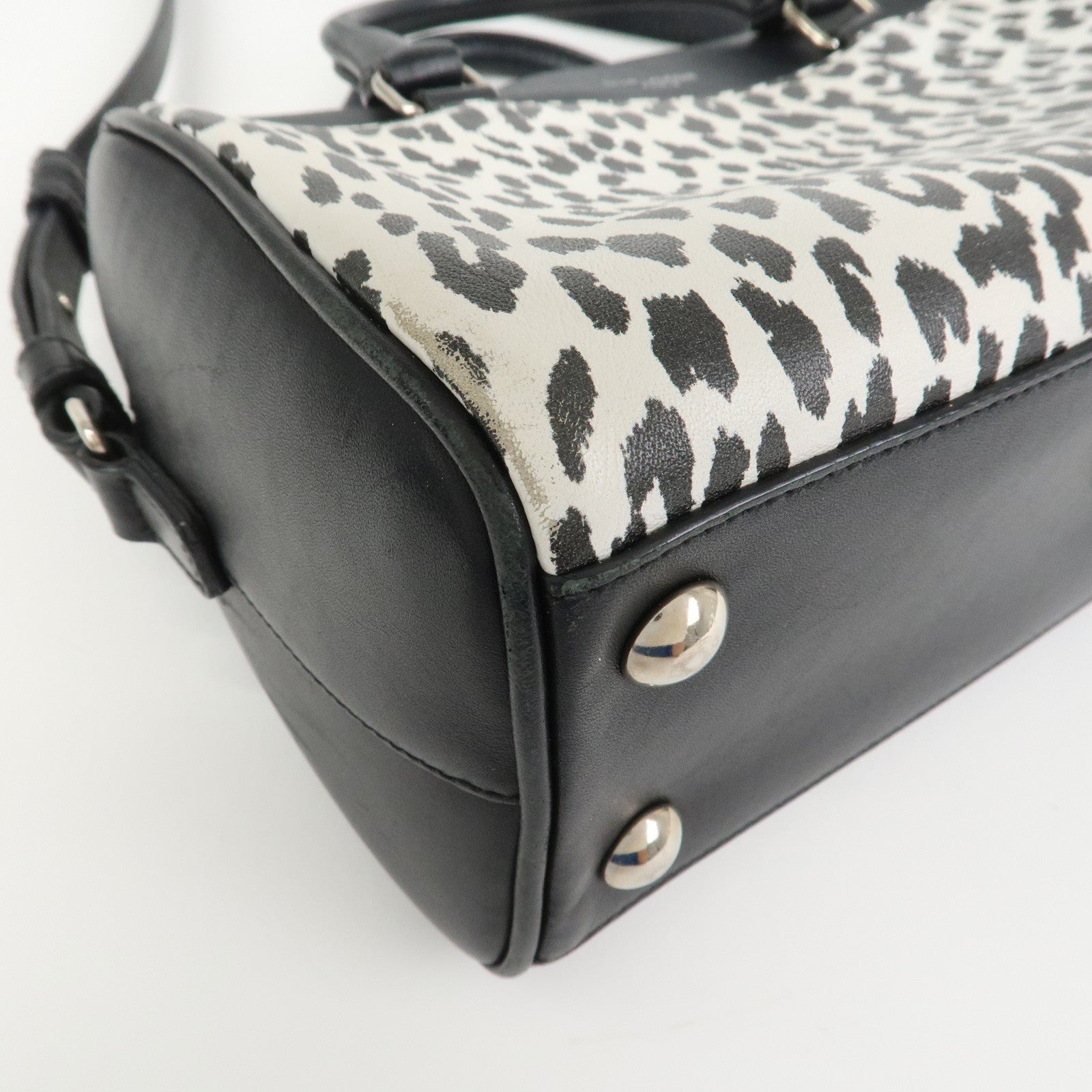 SAINT LAURENT PARIS Leather 2Way Bag Hand Shoulder Bag Leopard