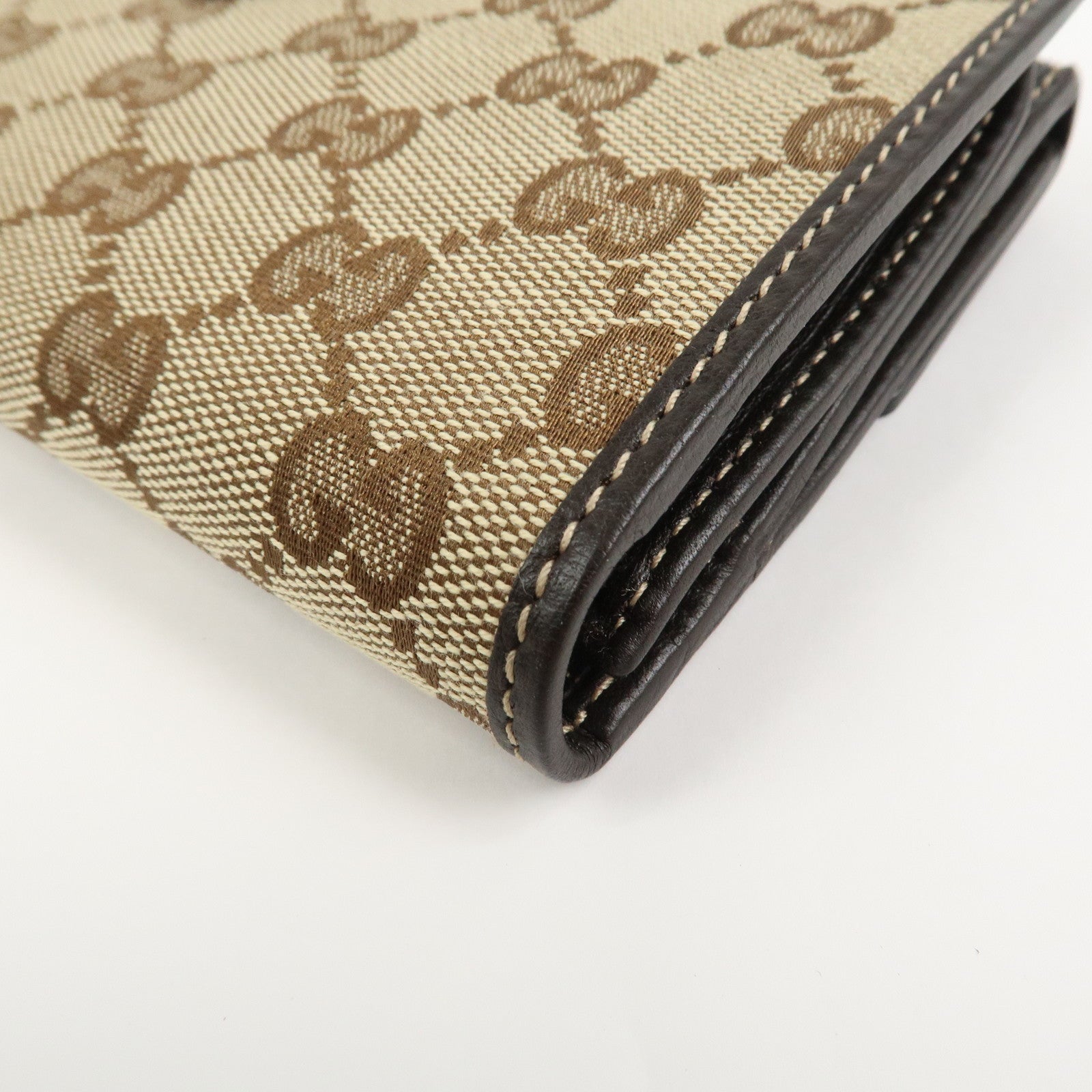 GUCCI Lovely Heart GG Canvas Bi-fold Long Wallet Beige Brown 203550