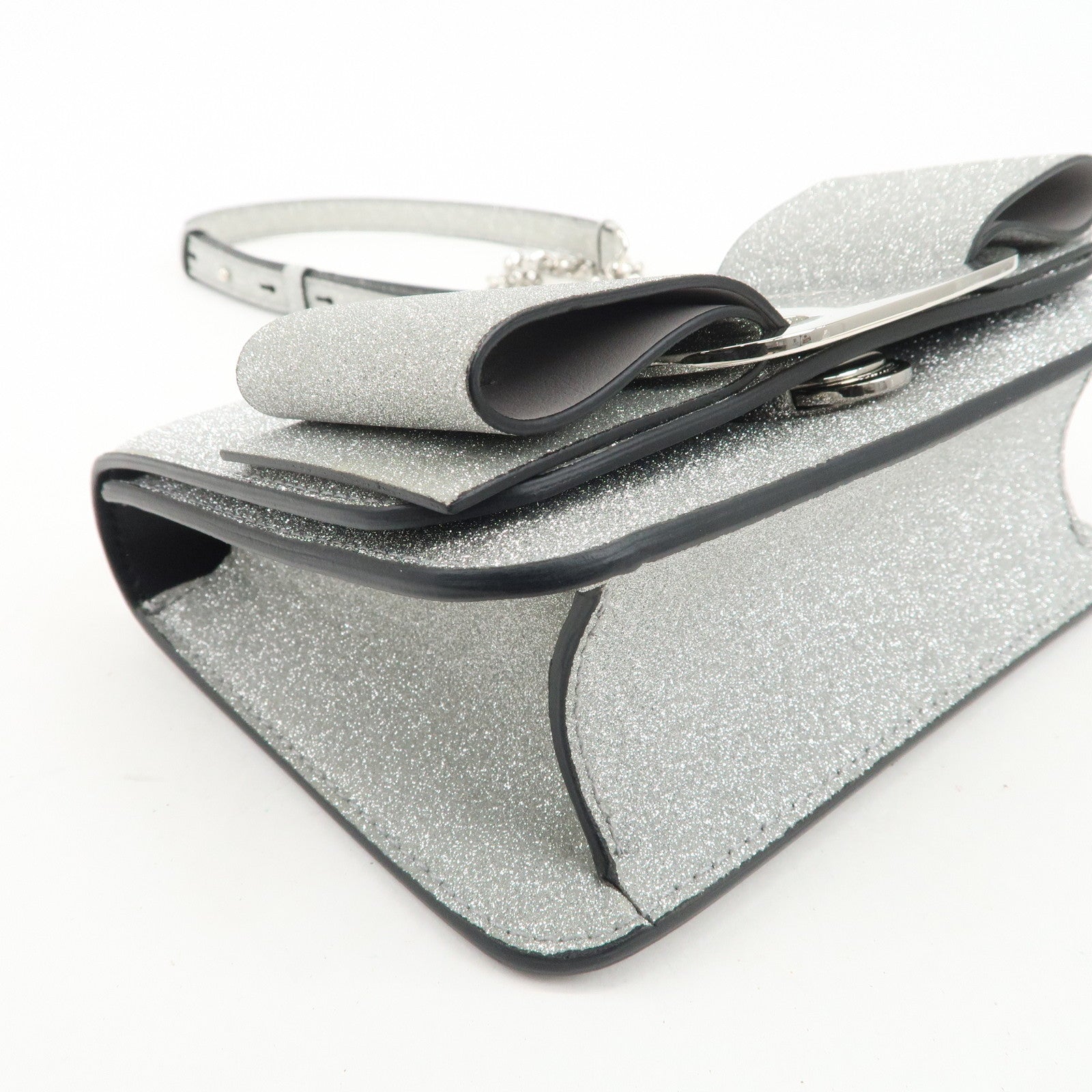 Ferragamo Vara Ribbon Leather 2WAY Bag Shoulder Bag Silver