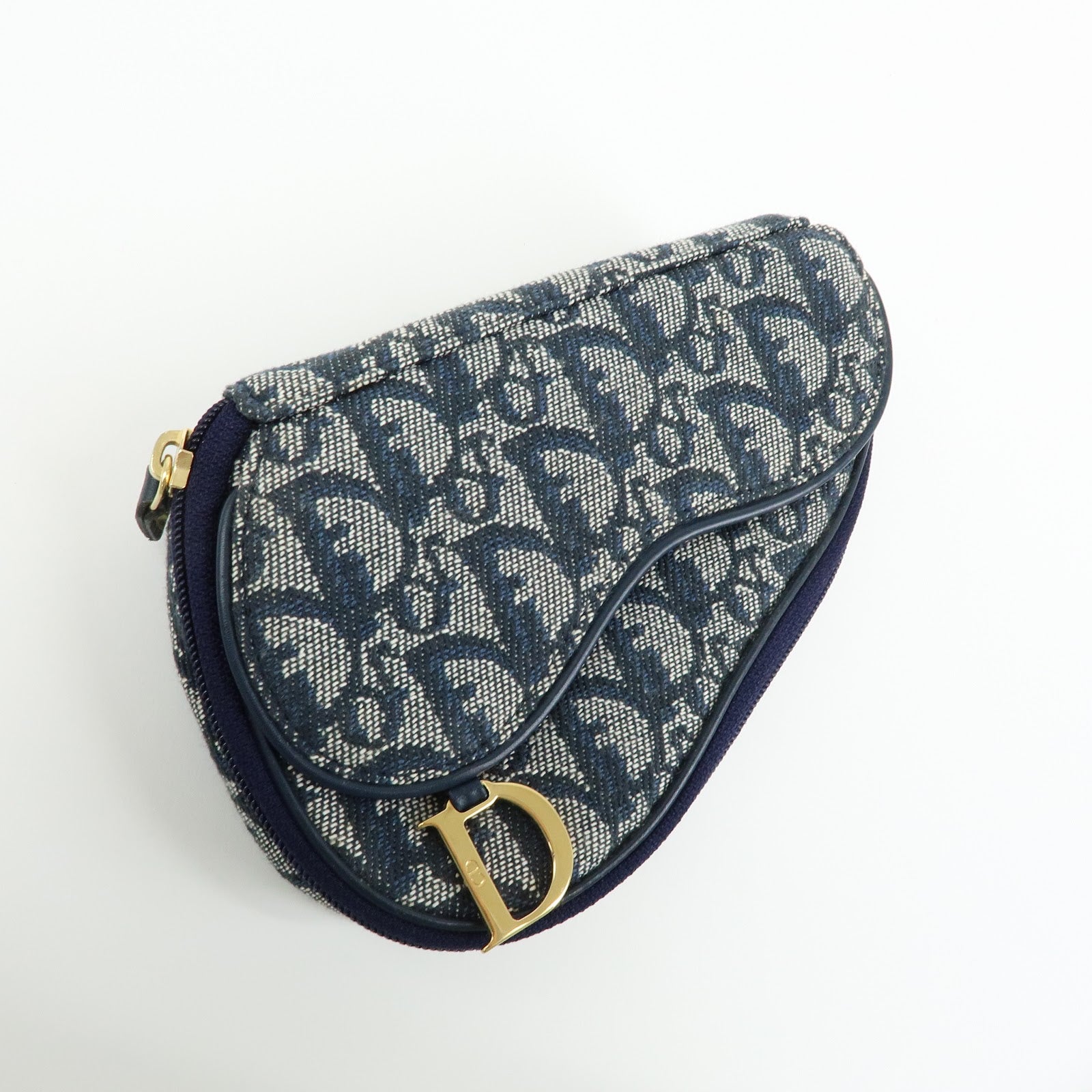 Christian Dior Trotter Jacquard Canvas Pouch Cosmetic Case Navy